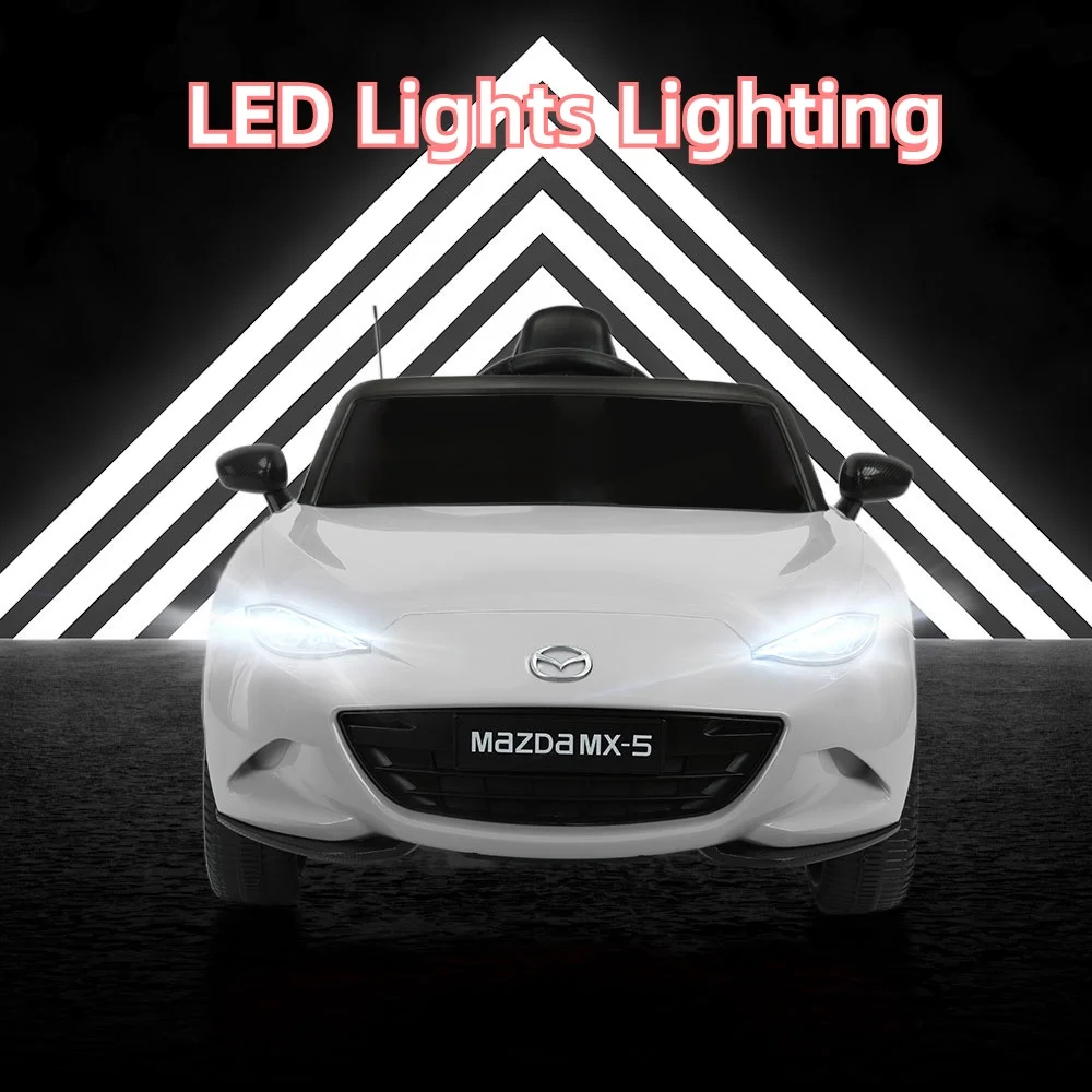 12V Ride On Powered Wheels Car Mazda Licensed MX-5 Electric Car for Kids w/ Parental Remote Control LED Lights Bluetooth Music - Womvr