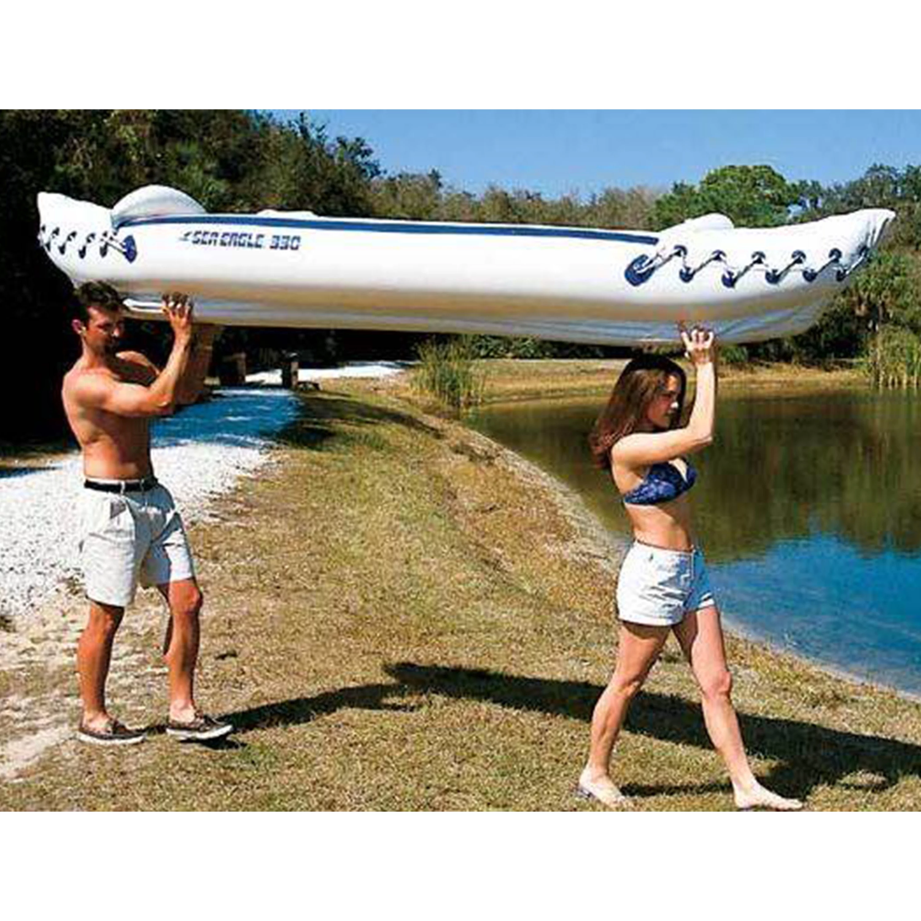 Sea Eagle 330 Deluxe 2 Person Inflatable Kayak with Paddles, Pump, & Seats - Womvr