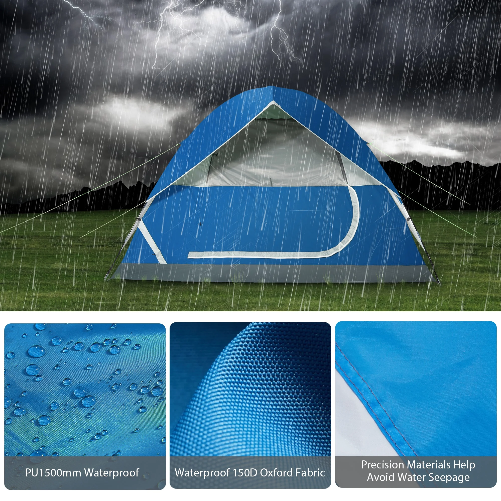 Camel Crown 3-4 Person Camping Tent Waterproof Lightweight Backpacking Tent for Camping Outdoor Dome Tent Windproof Emergency Tent Easy Up Family Tents with Carry Bag - Womvr