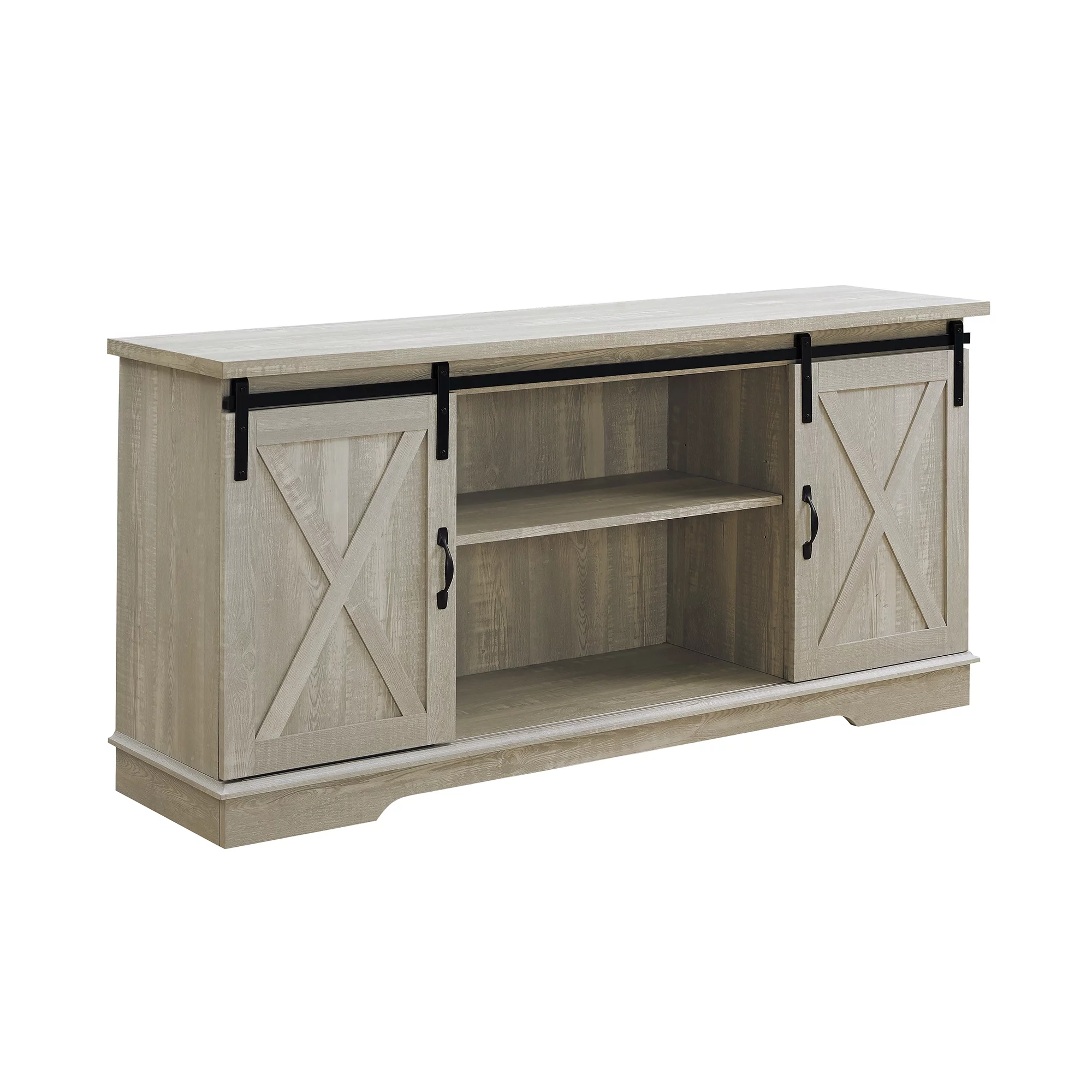 Woven Paths Farmhouse Sliding Barn Door TV Stand for TVs up to 65