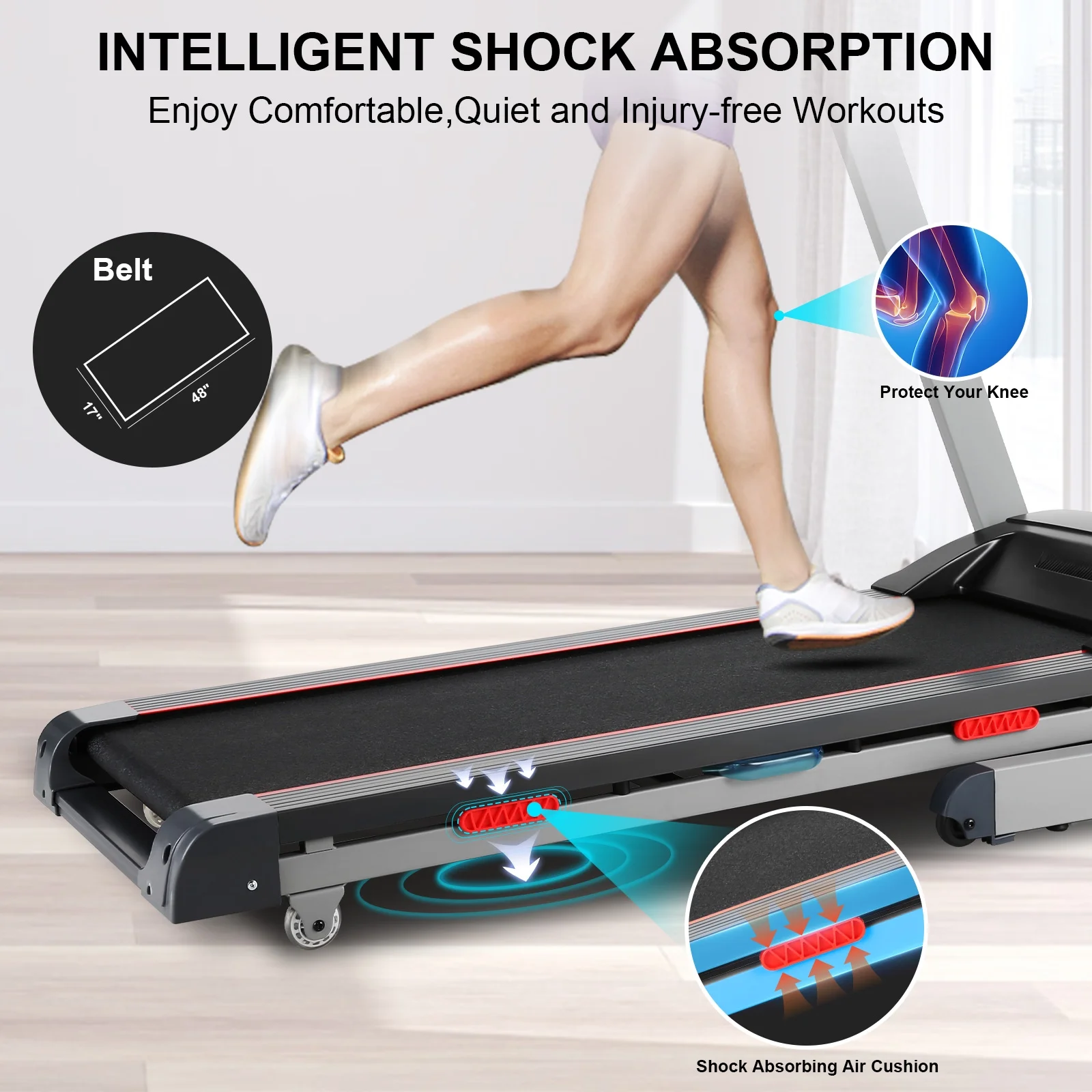 Tikmboex 3HP Incline Treadmill with 15 Level Auto Incline Smart App Control for Home Gym Cardio Running, 300lbs Weight Capacity - Womvr