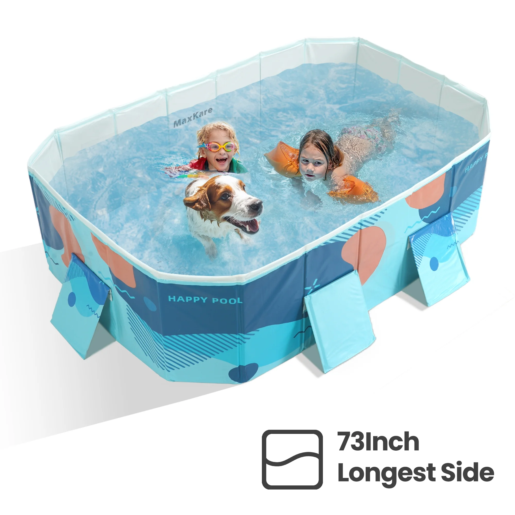 MaxKare Foldable Swimming Pool, Outdoor/Indoor Use for Family Kids & Pets, Inflatable-free, 73