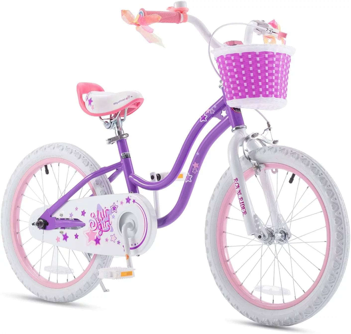 Royalbaby Girls Kids Bike Stargirl 18 In. Bicycle Basket Kickstand Blue Child's Cycle - Womvr