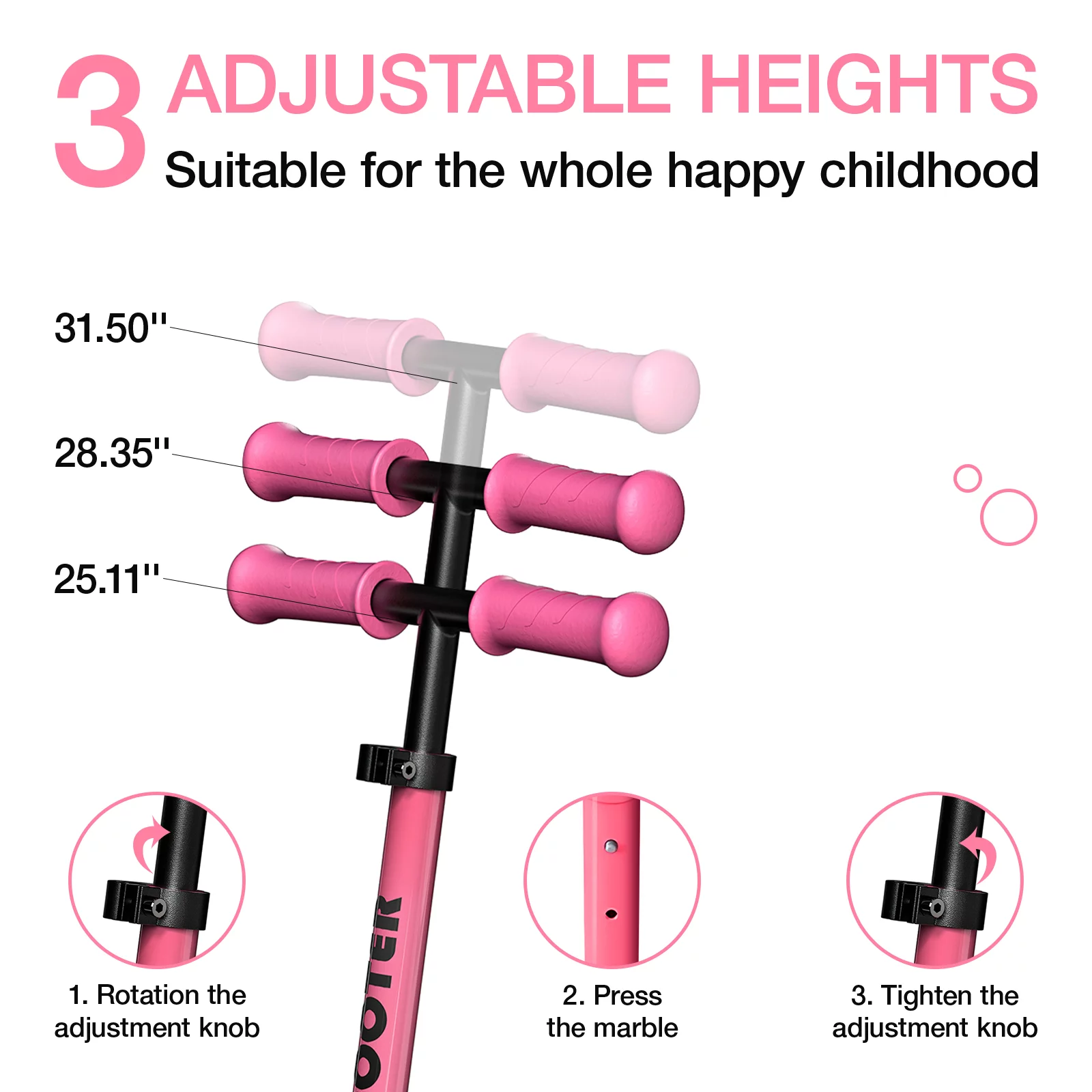 Electric Scooter for Kids, 60W Electric Scooter for Kids Ages 8+, Up to 120 lbs & 60 mins of Ride - Womvr