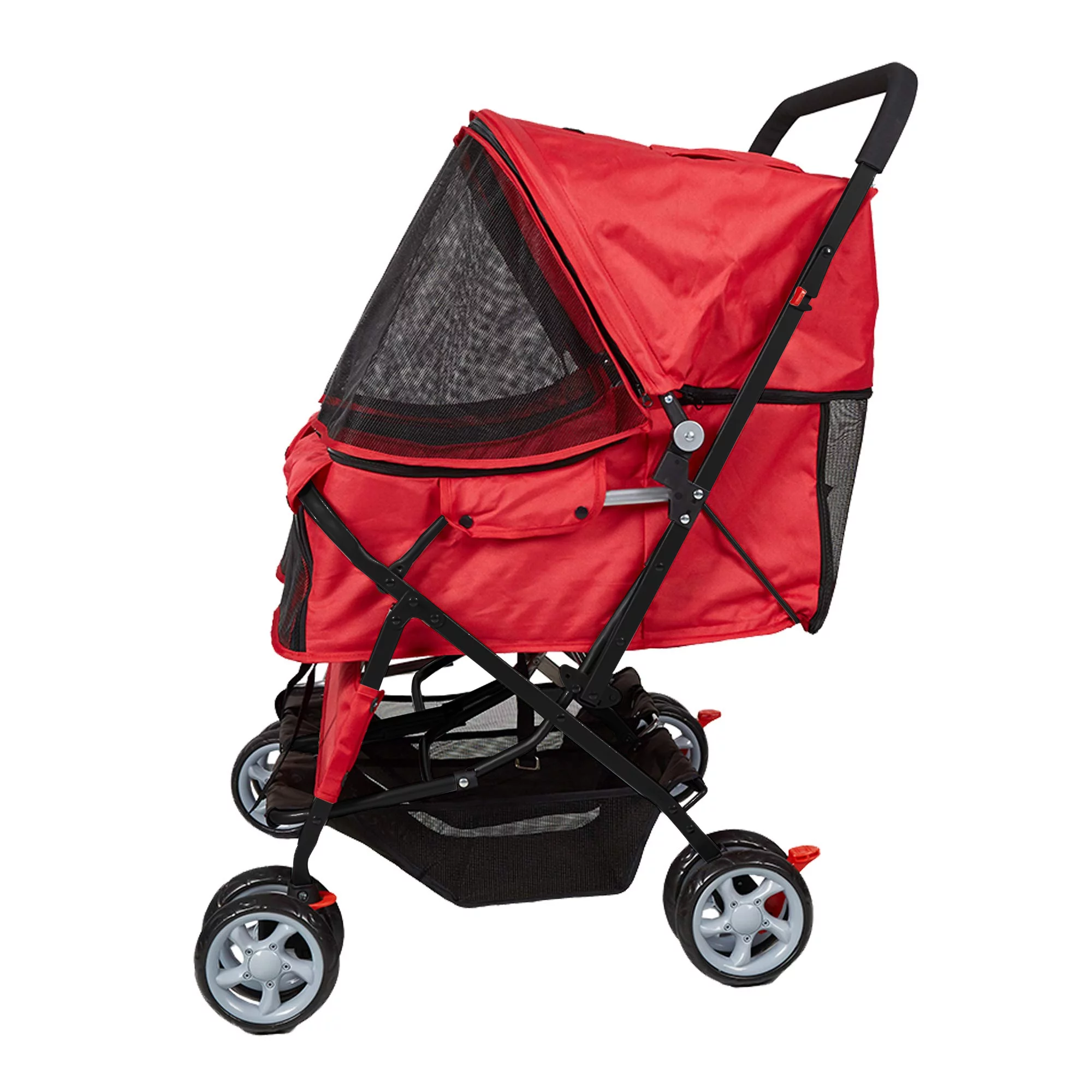 Karmas Product Double Pet Stroller Foldable Doggy Stroller Two-Seater Carrier Strolling Cart for Dog Cat, Blue - Womvr