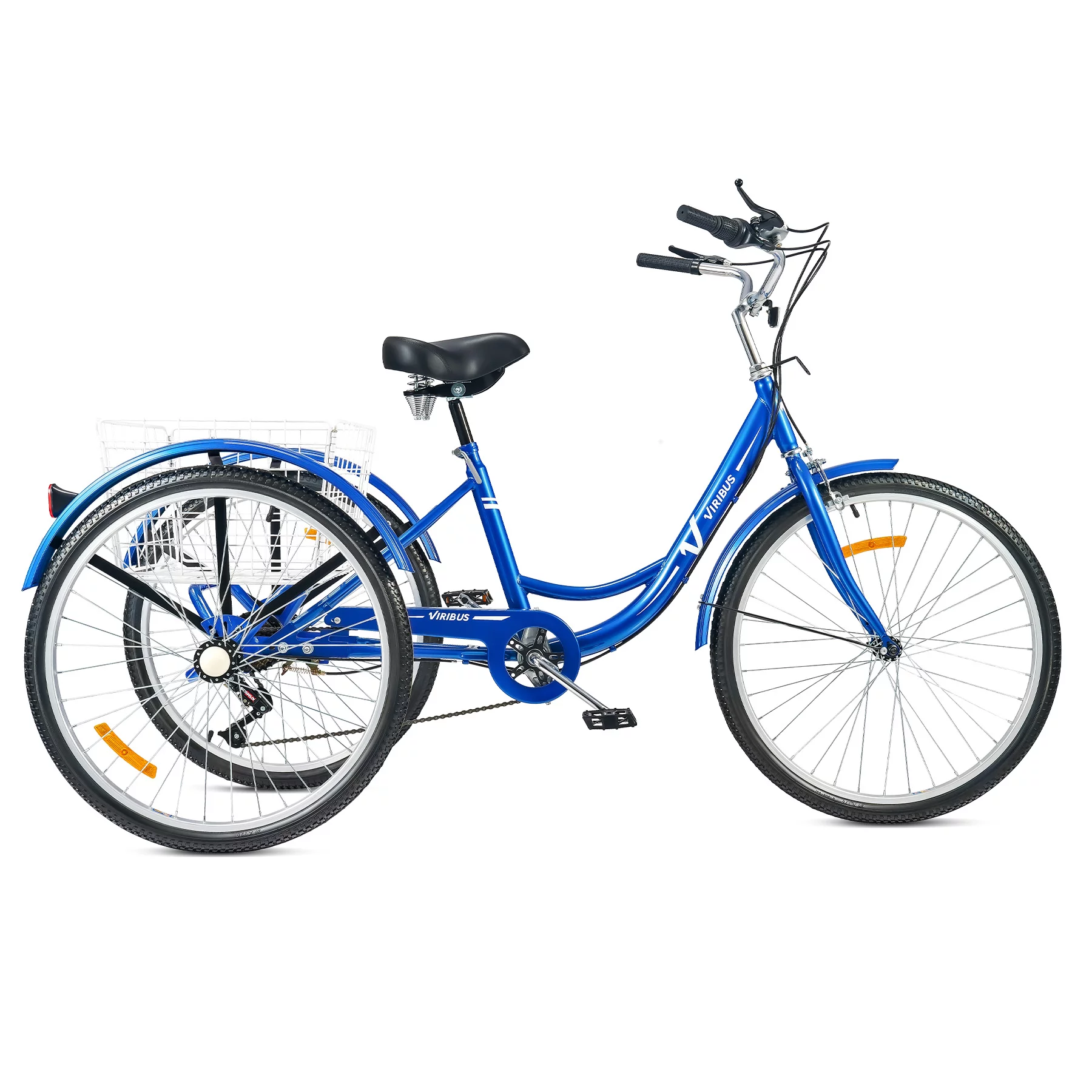 VIRIBUS 26 Inch Adult Tricycle 3 Wheel Bike with 7 Speeds & Basket for Men Women, Black - Womvr