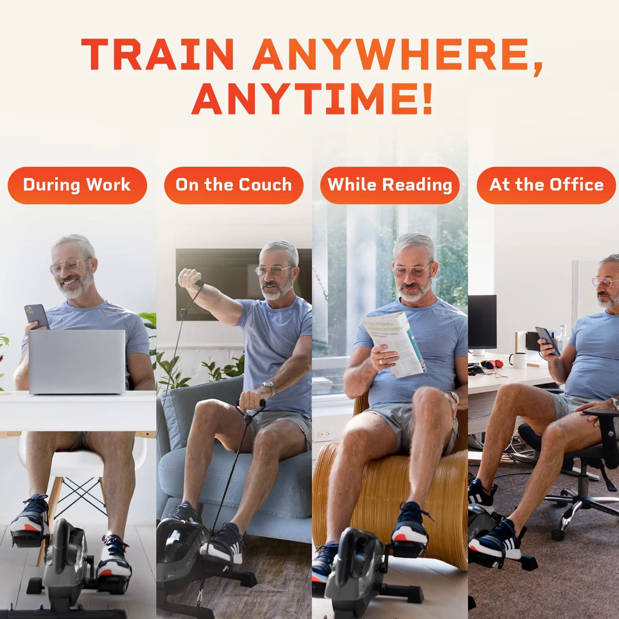 Lifepro FlexCycle Stationary Bike Pedal Exerciser Under Desk Workout Equipment, Blue - Womvr