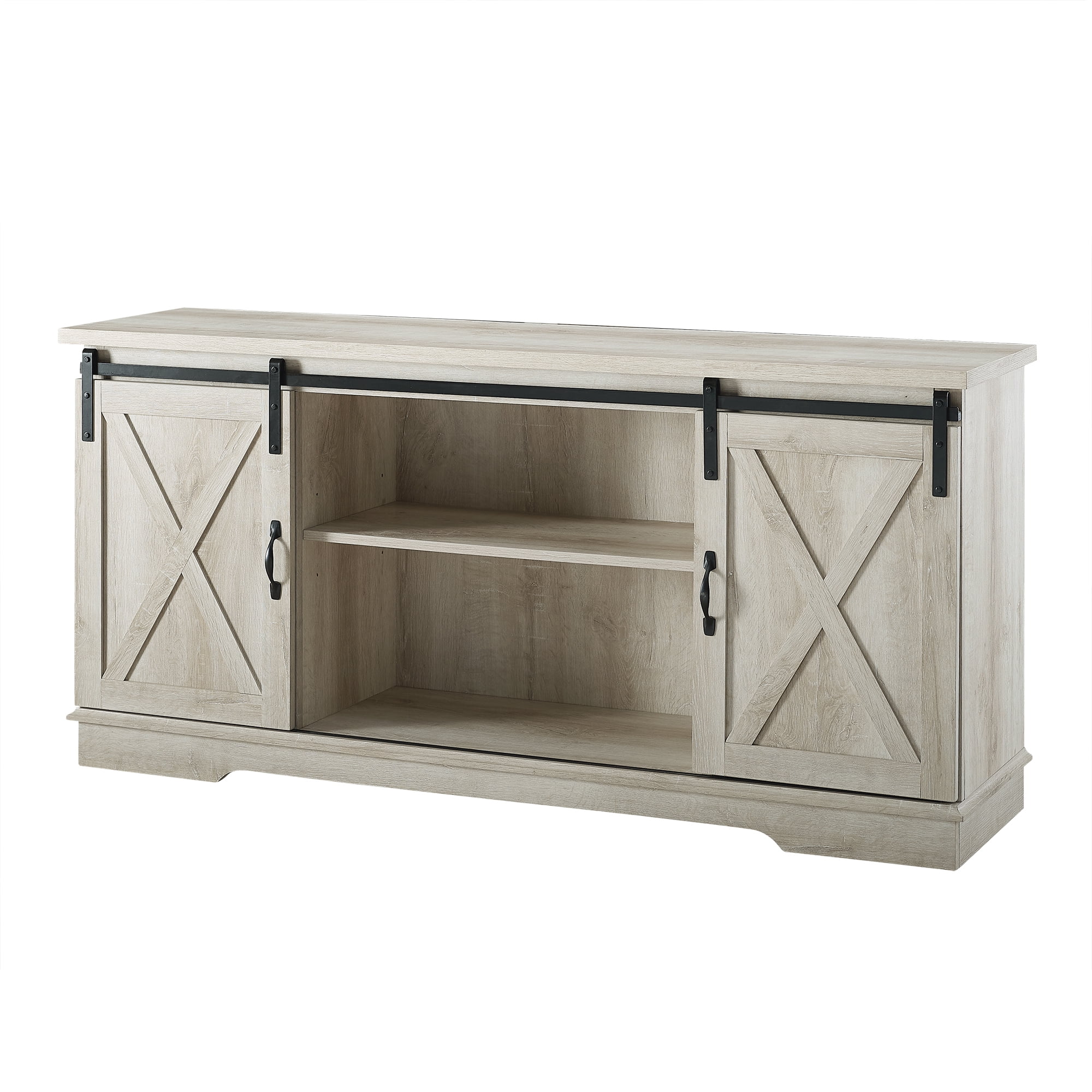 Woven Paths Farmhouse Sliding Barn Door TV Stand for TVs up to 65