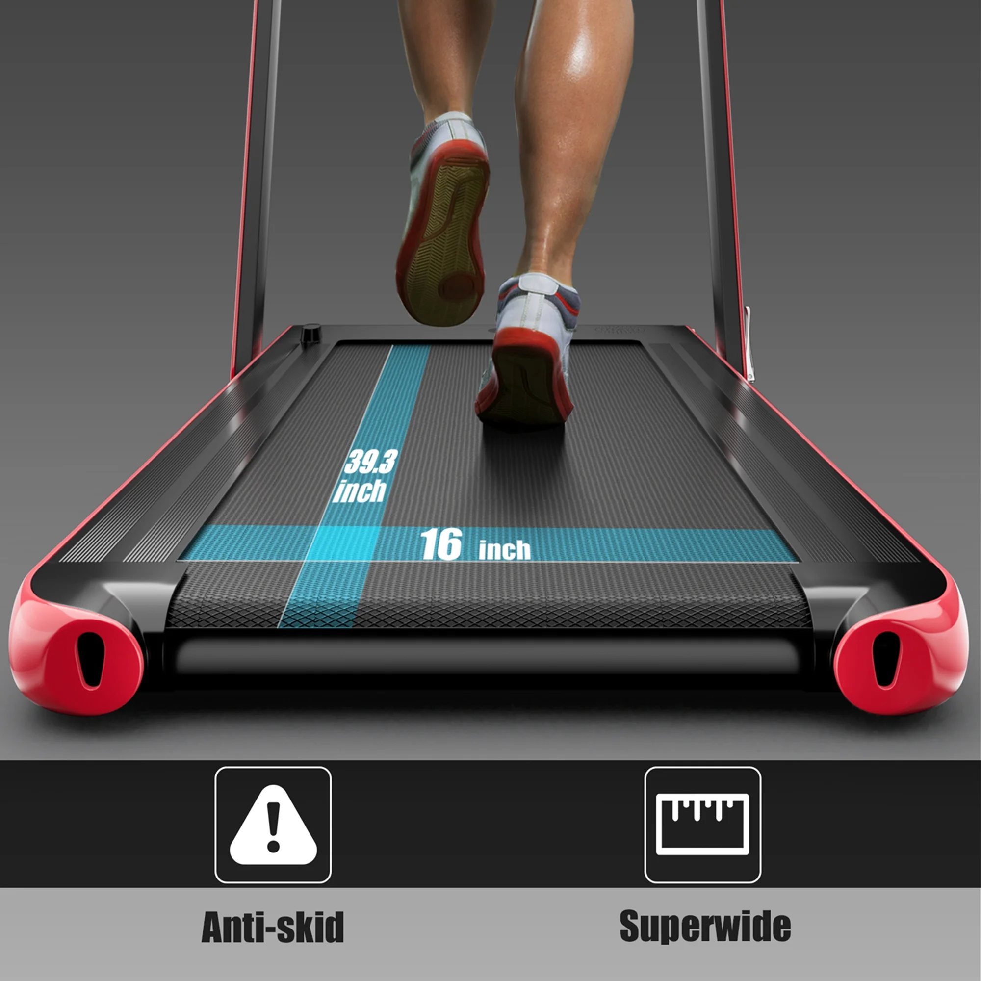 SuperFit Up To 7.5MPH 2.25HP 2 in 1 Single Display Screen Folding Treadmill Remote Control W/ APP Control Speaker Black - Womvr