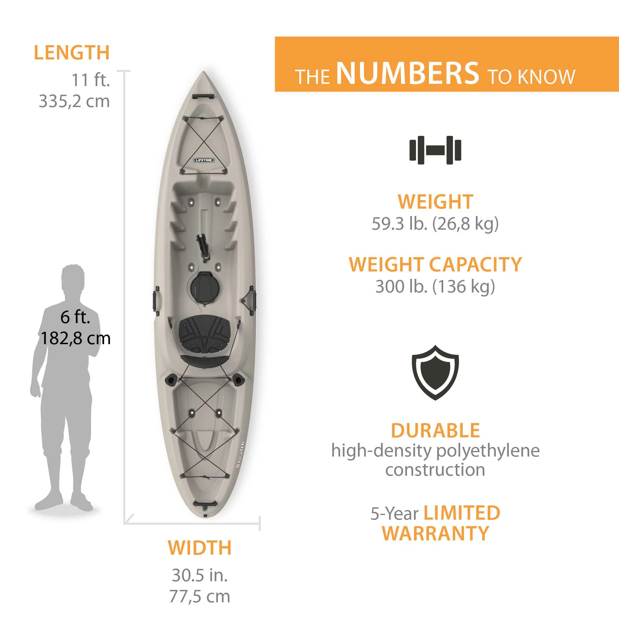 Lifetime Stealth Angler 110 Sit-on-Top Fishing Kayak, Sandstone (90514) - Womvr