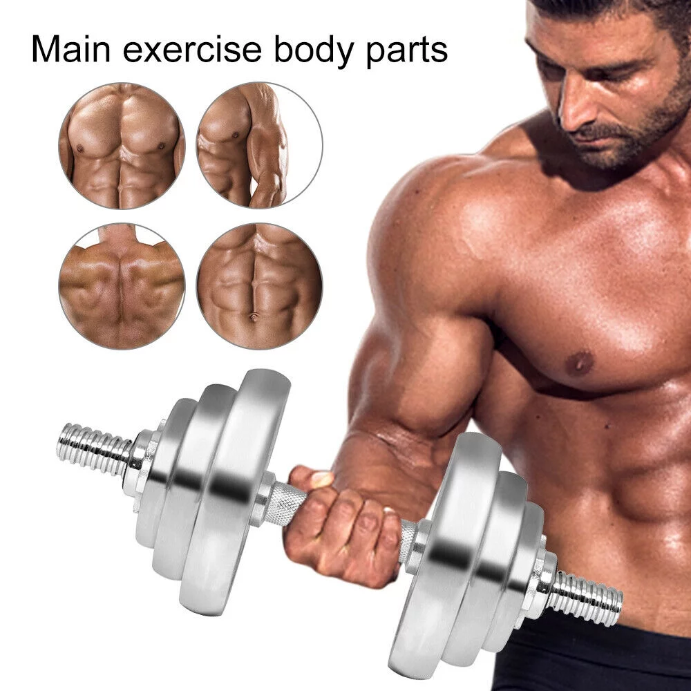 30KG Weight Dumbbell Set Adjustable Cap Gym Barbell Plates Home Body Workout - Womvr