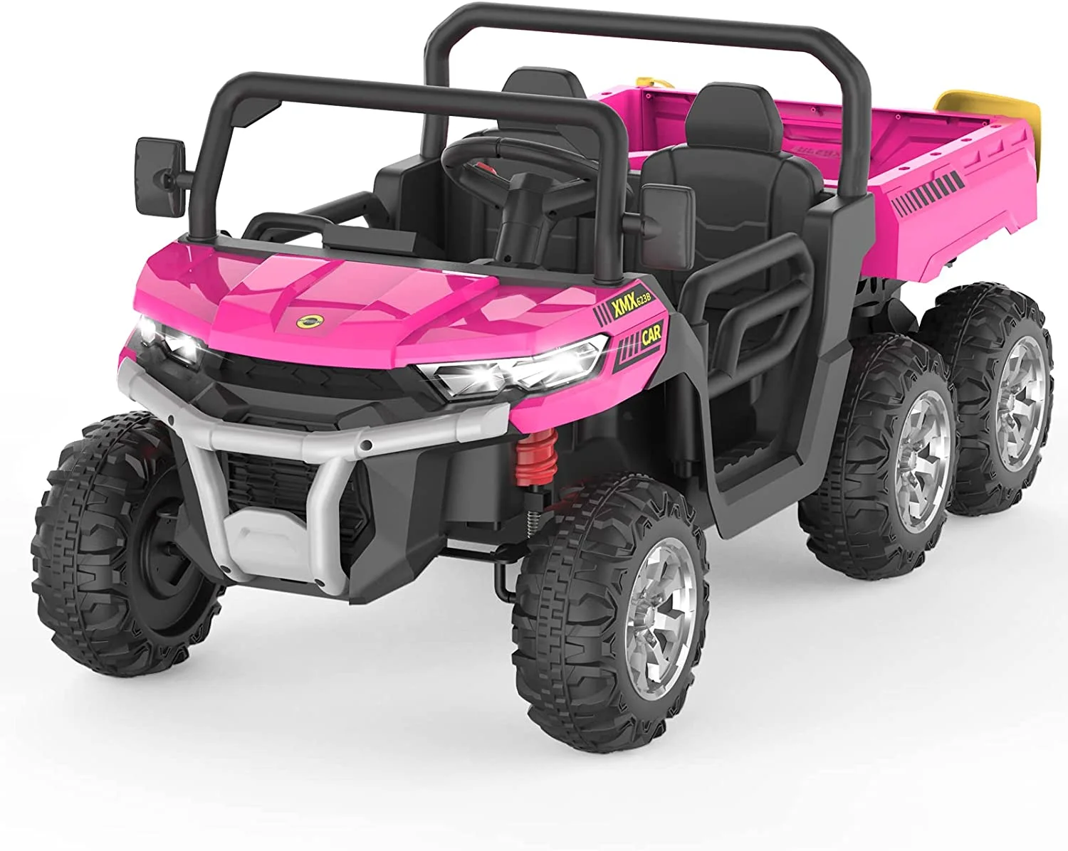 EastVita Kids 24V Ride on Car Large Farm Tractor Dump Truck 6 Wheels with Electric UTV Vehicles with Electric Car Hopper Ride on Toys ,with Lighting, Mp3 ((Green) - Womvr