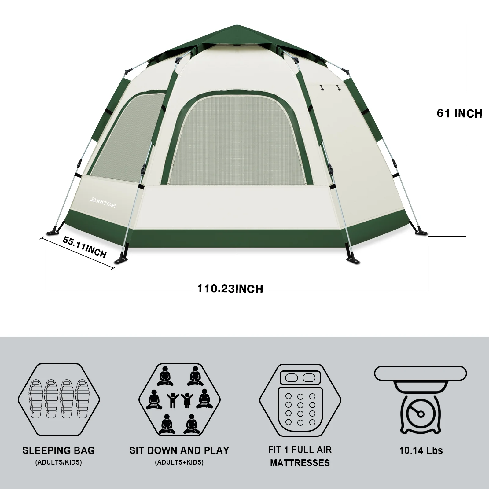 TOPVISION OR-T01 6-8 Person Tent with Removable Rain Fly and Carrying Bag - Womvr
