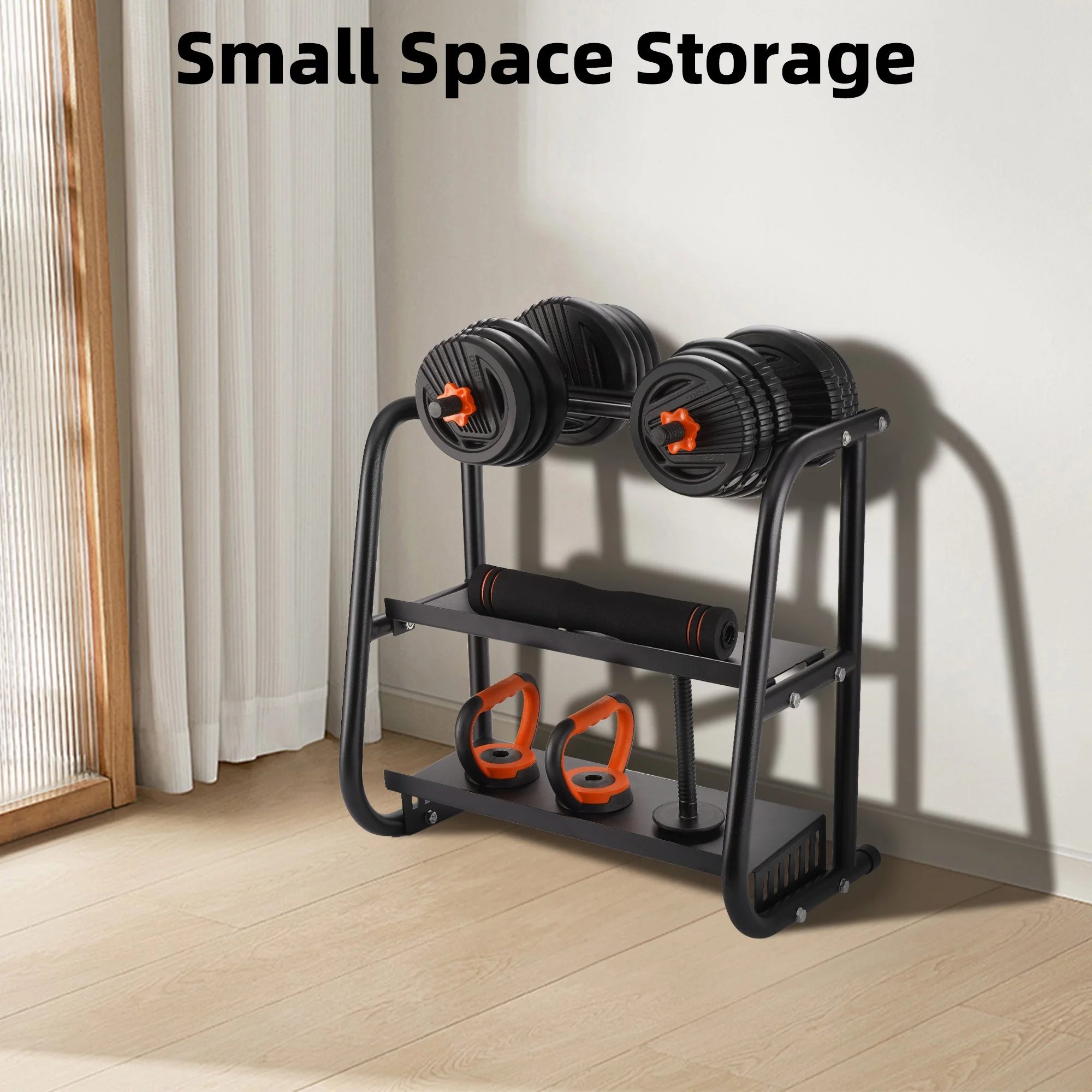 FIXTECH 55 Lbs Adjustable Weight Dumbbell Set - Premium Home Gym Equipment with Dumbbell, Barbell, Kettlebell, Push-Up Modes, Orange - Womvr