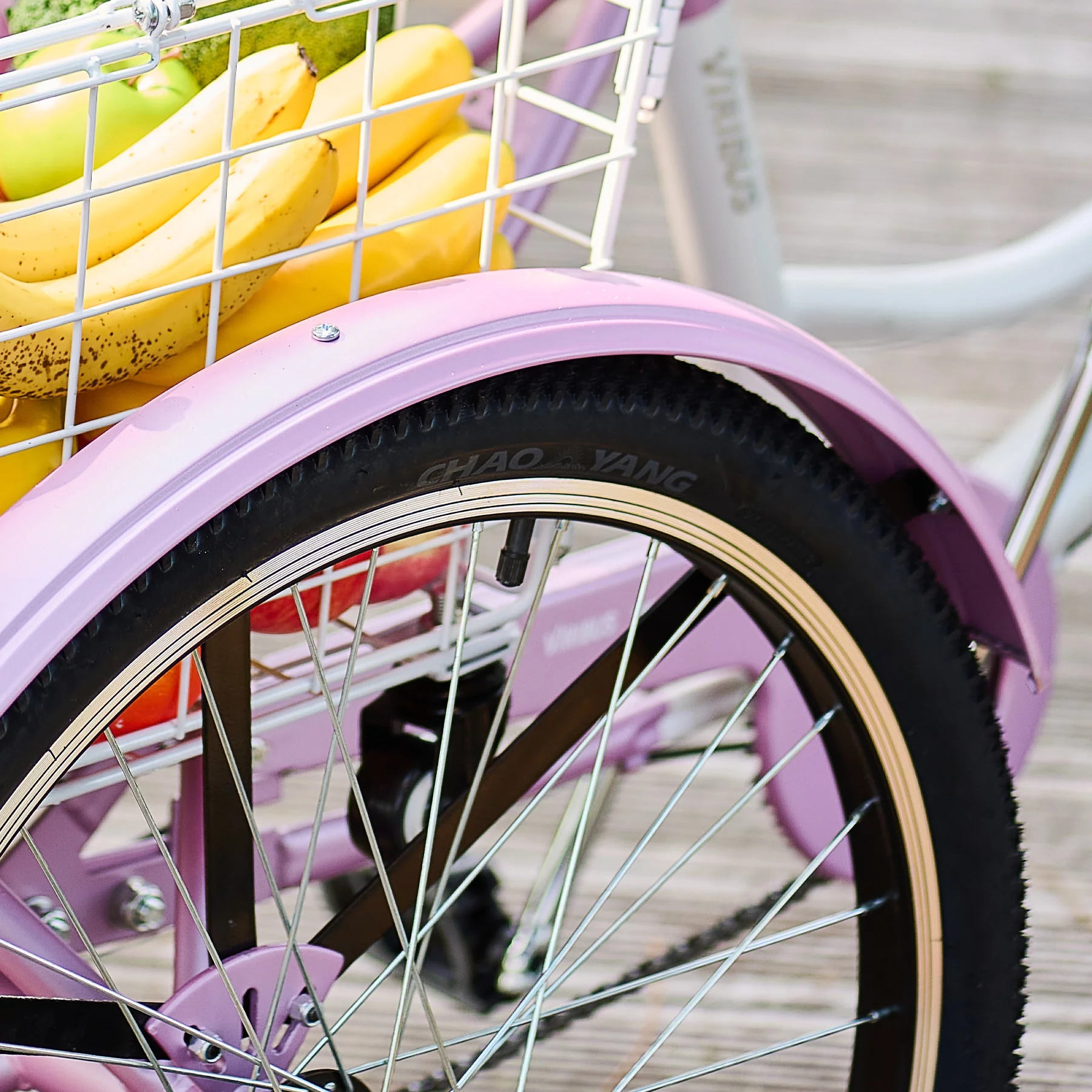 VIRIBUS 24 Inch Adult Trike 7 Speed Bike w Adjustable Seat 2 Baskets Matte Gray - Womvr