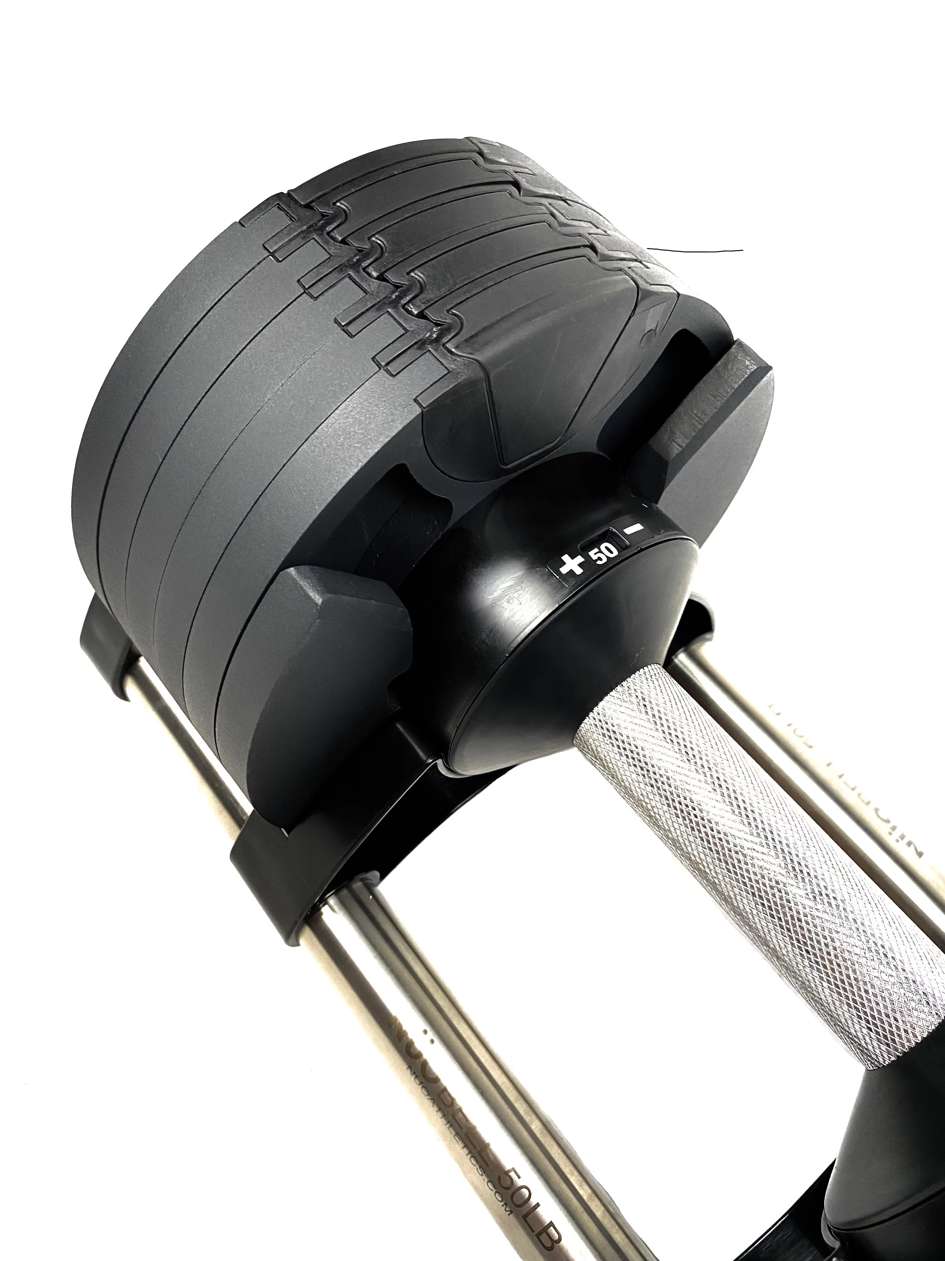 Nuobell  x Bolt Fitness Supply +  Adjustable Dumbbell 5 - 50 LB (Pair) Black with Tray. - Womvr