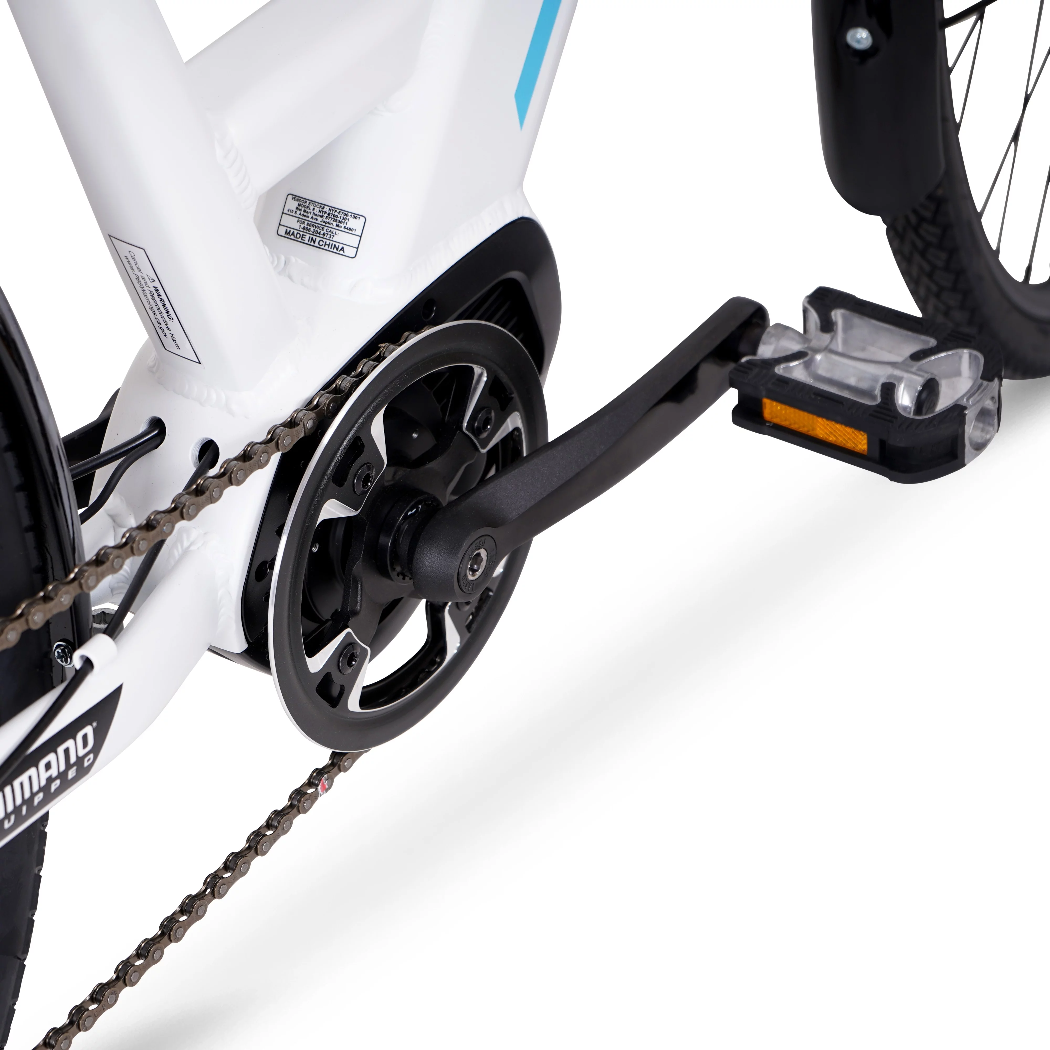 Hyper Bicycles 36V 700C Commuter Electric Bike for Adults, Pedal-Assist, 250W Mid-Drive E-Bike Motor, Matte White - Womvr