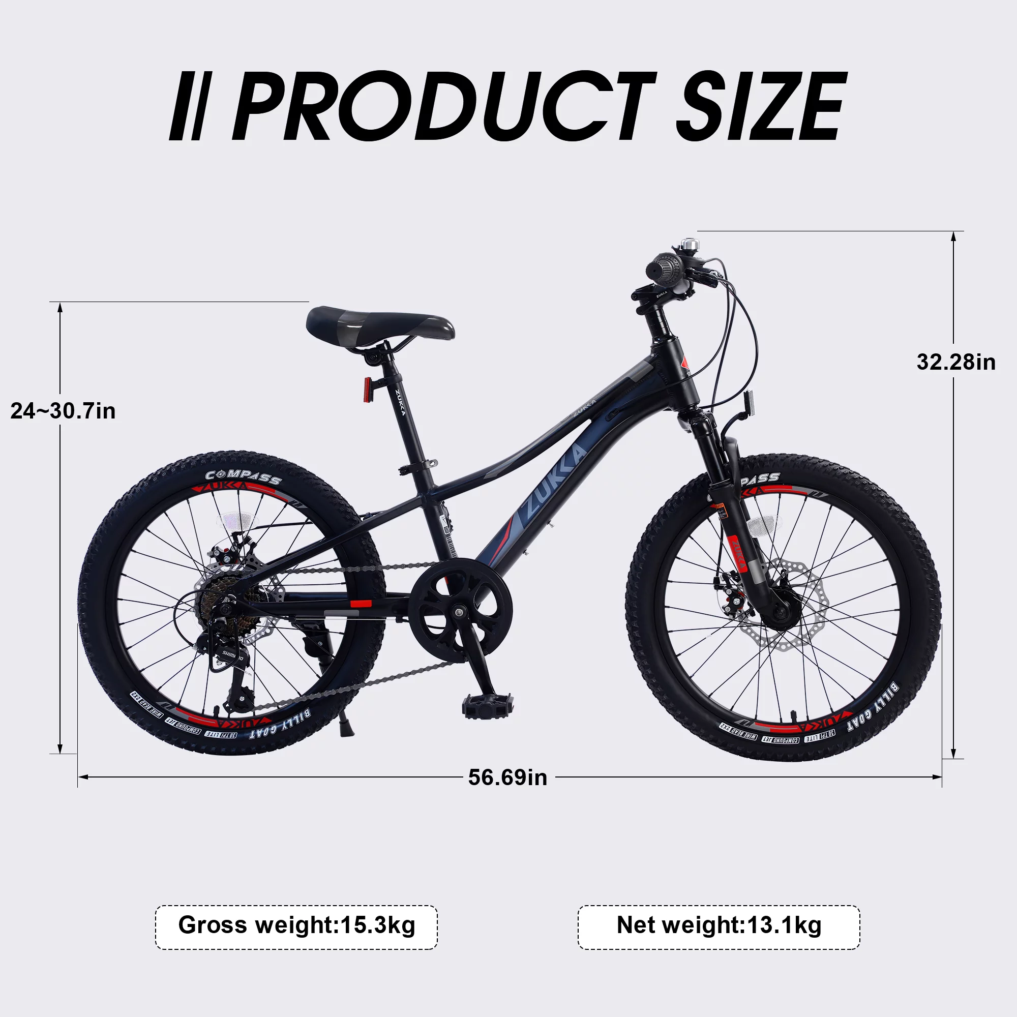 Meghna 20” Mountain Bike 7 Speed Green MTB Bicycle for Kids Boy 5-9 Years - Womvr