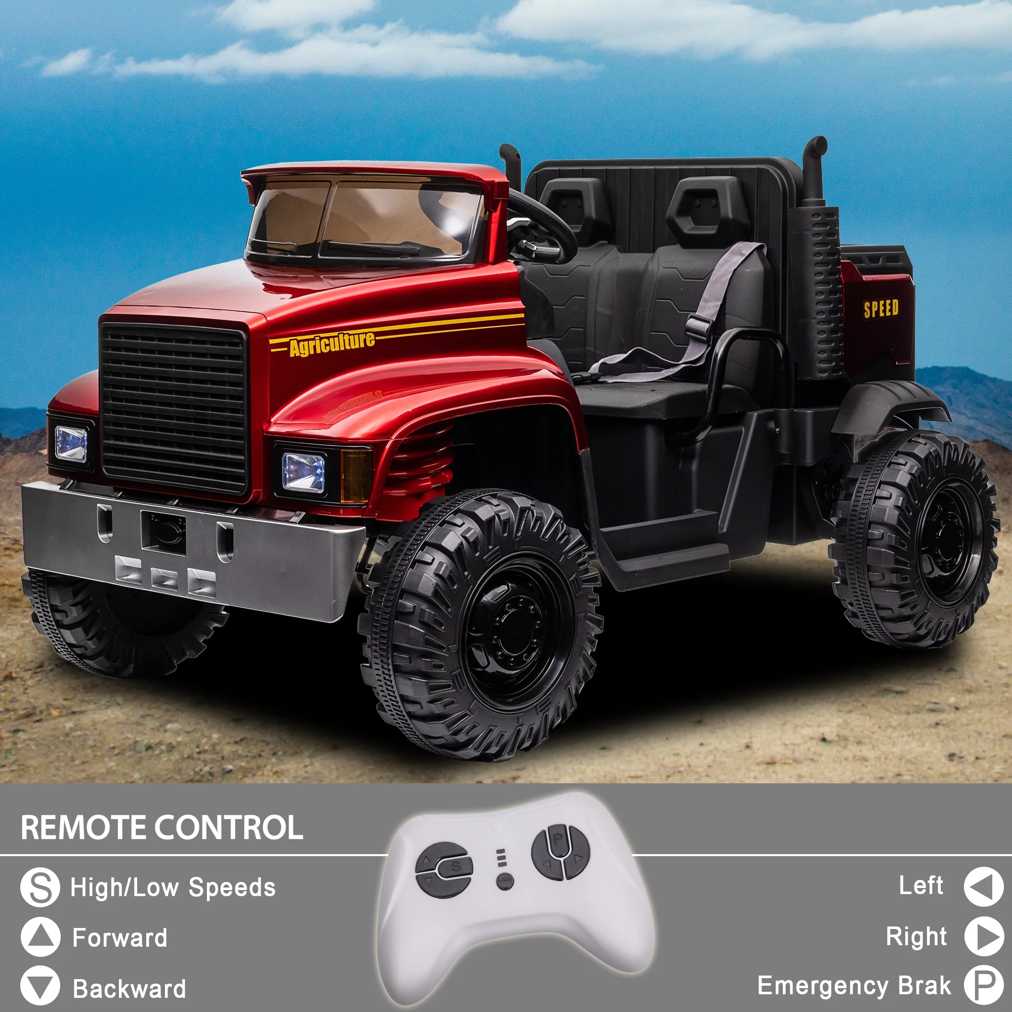 Hikiddo JC222 24V Ride on Toy, Kids Ride On Dump Truck 2 Seater with Remote - Womvr