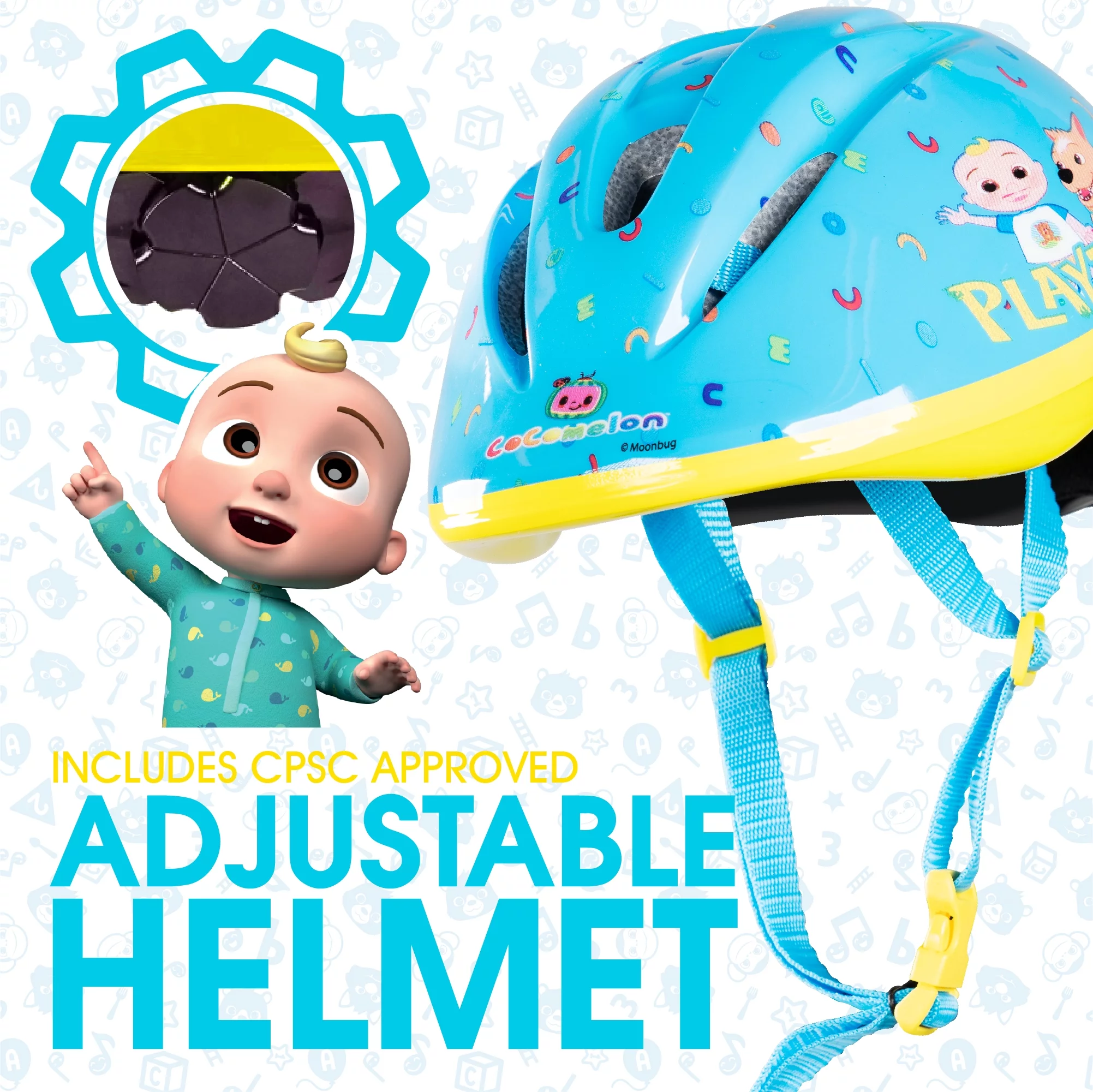 Cocomelon Toddlers Balance Bike Adjustable Helmet Light-up 10