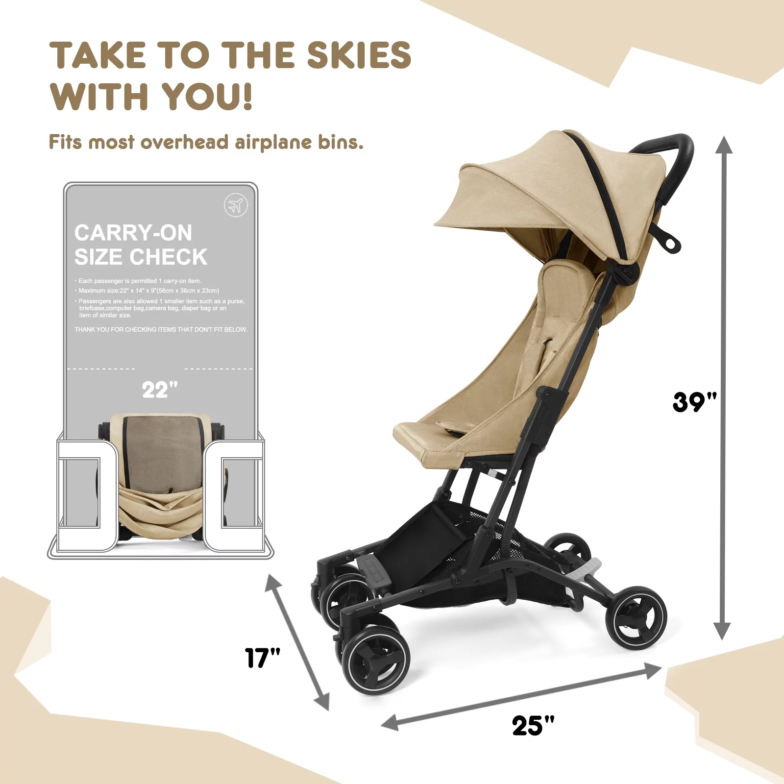 HARPPA Lightweight Travel Stroller, Compact Umbrella Stroller for Babies, Easy Folding, Black - Womvr
