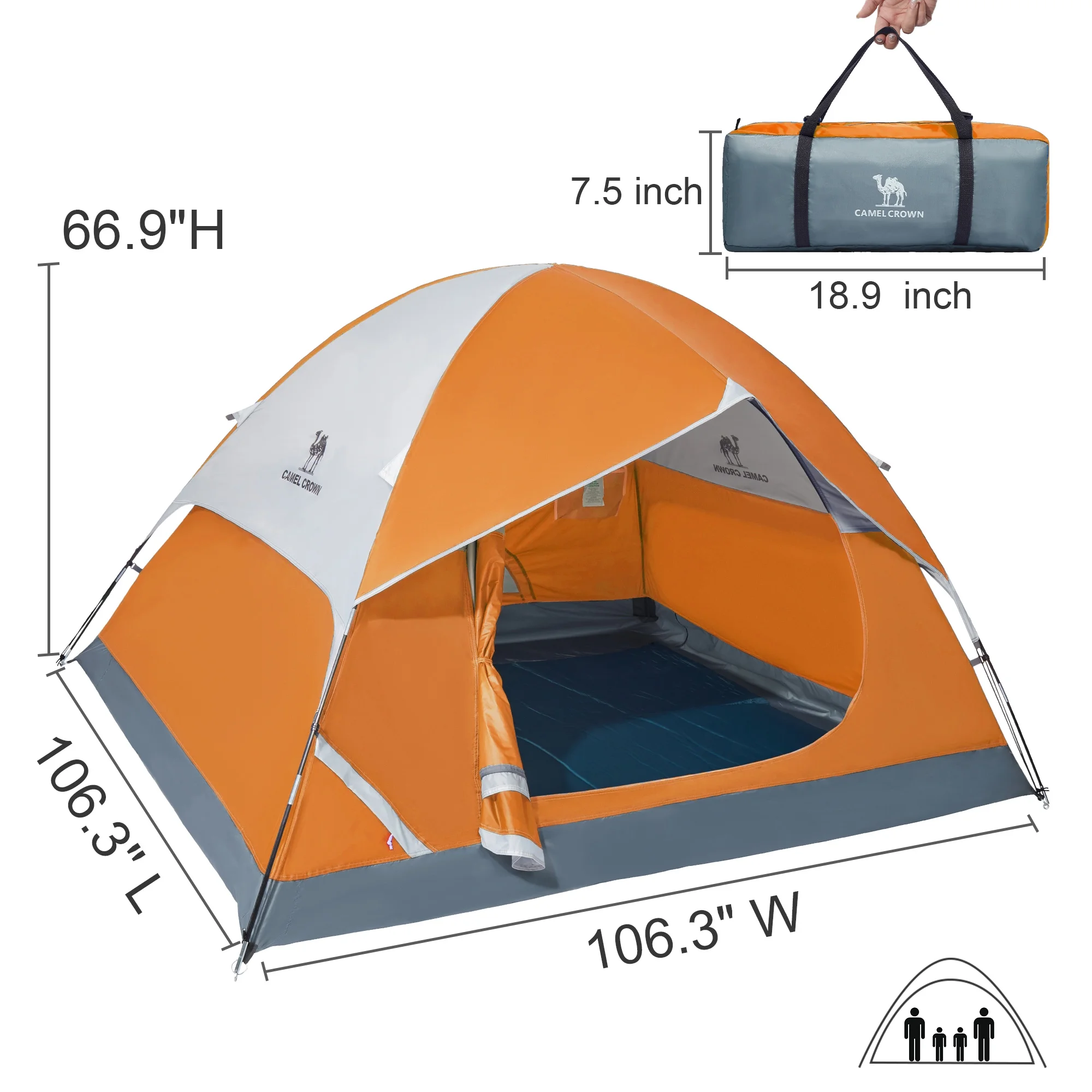 Camel Crown Camping Tent Waterproof 5-6 Person Tent for Camping Outdoor Backpacking Tents Lightweight Dome Tent Windproof Emergency Tent Easy Up Tents with Carry Bag - Womvr