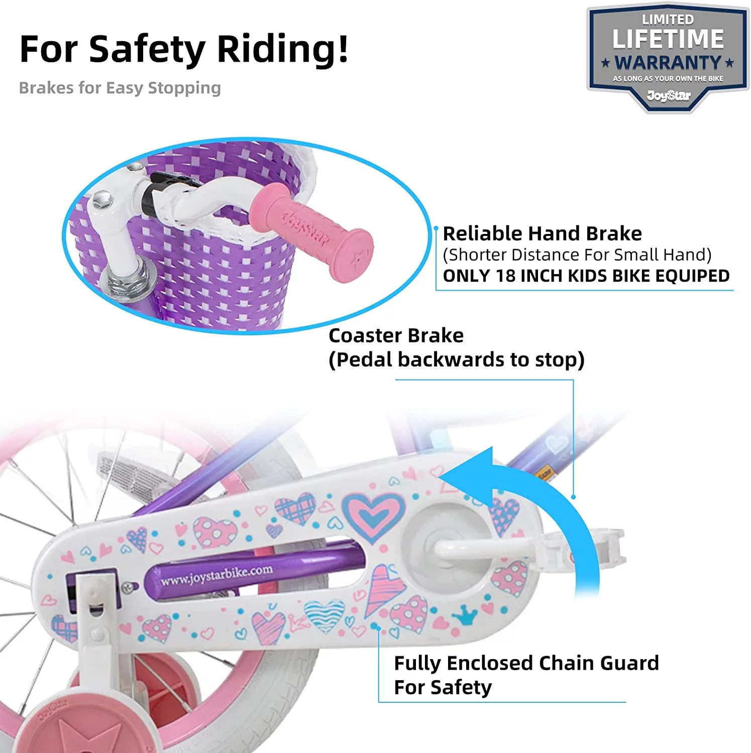 JOYSTAR Angel Girls Bike for Toddlers and Kids Ages 2-9 Years Old, 12 14 16 18 Inch Kids Bike with Training Wheels & Basket, 18 in Girl Bicycle with Handbrake & Kickstand - Womvr