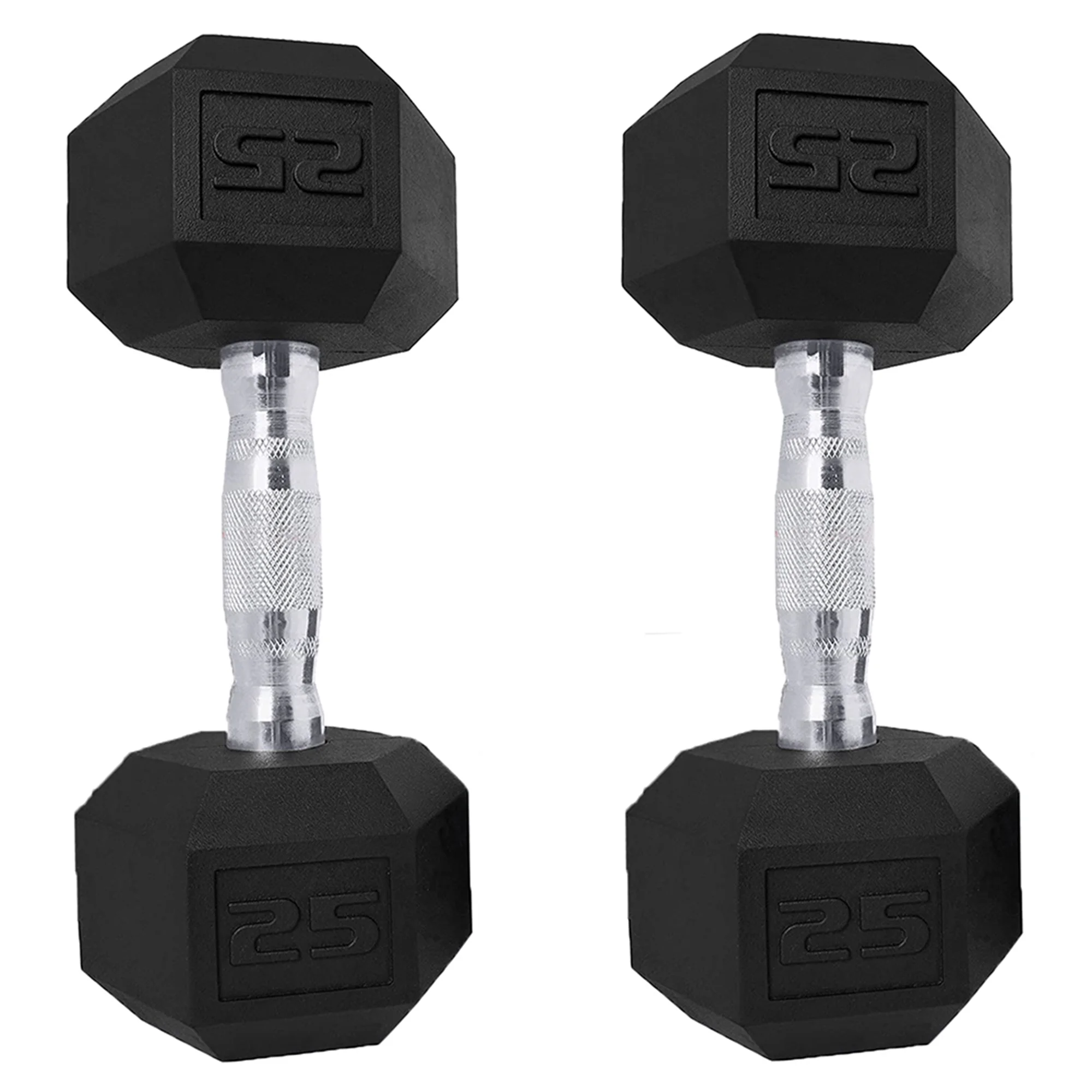 Antzz Dumbbells Set of 2 Exercise Fitness Dumbbell for Home Gym Free Weights Hand Hex Dumb Bells Black 25LB - Womvr