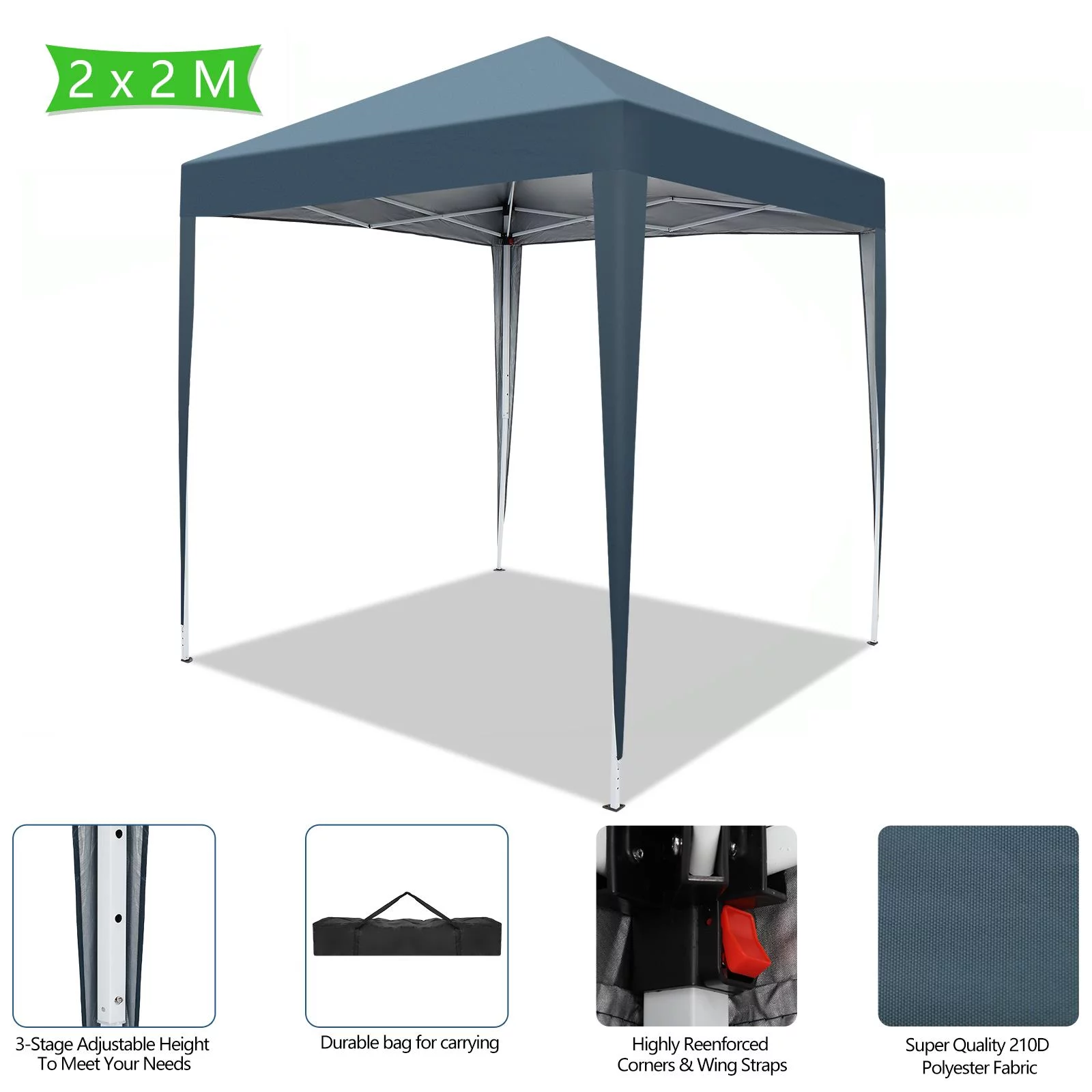 Zimtown 10ft x 10ft Base/8ft x 8ft Top Pop up Canopy Tent Instant Practical Waterproof Folding Tent with Carry Bag - Womvr
