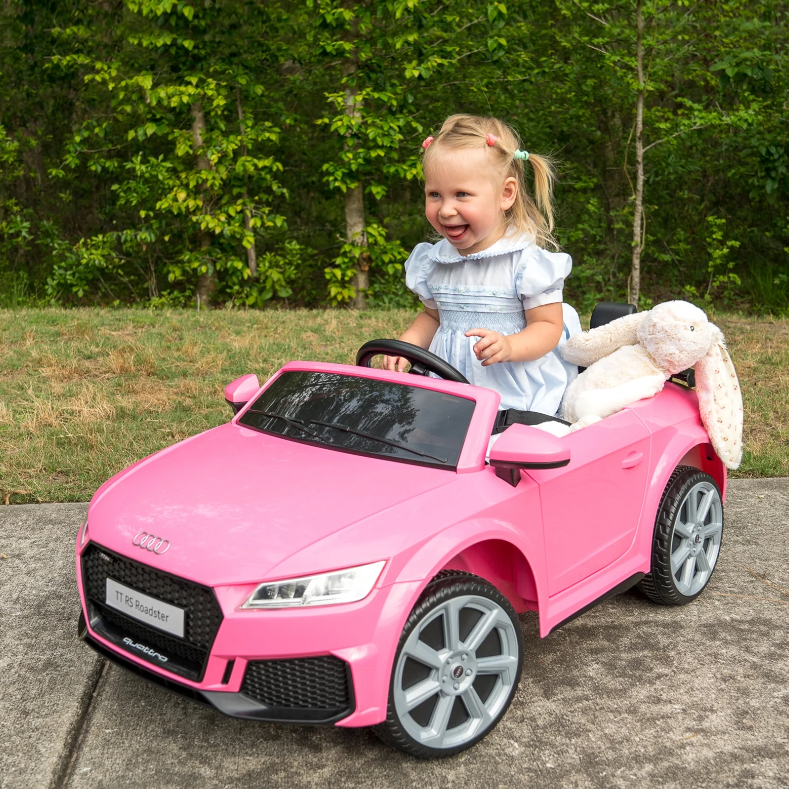 Hikiddo Electric Ride on Car for Kids, Licensed Audi 12V 7Ah Kids Ride-on Toy for Toddlers 2-5 Girl with Remote, Bluetooth - Pink - Womvr