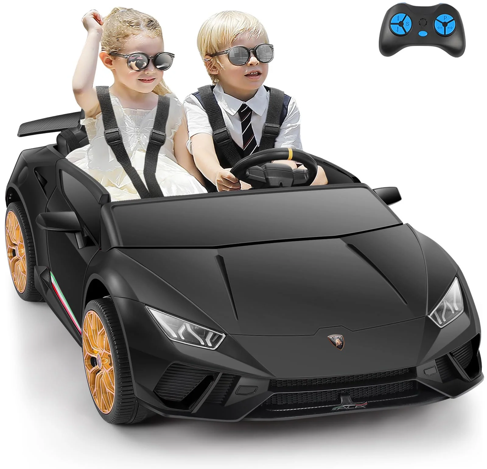 Lamborghini Huracan Ride on Car Real 2 Seater, Powered Electric Vehicle with Parent Remote, Maximum 4.0mph Ride on Toys for 3-8 Years Kids,Pink - Womvr