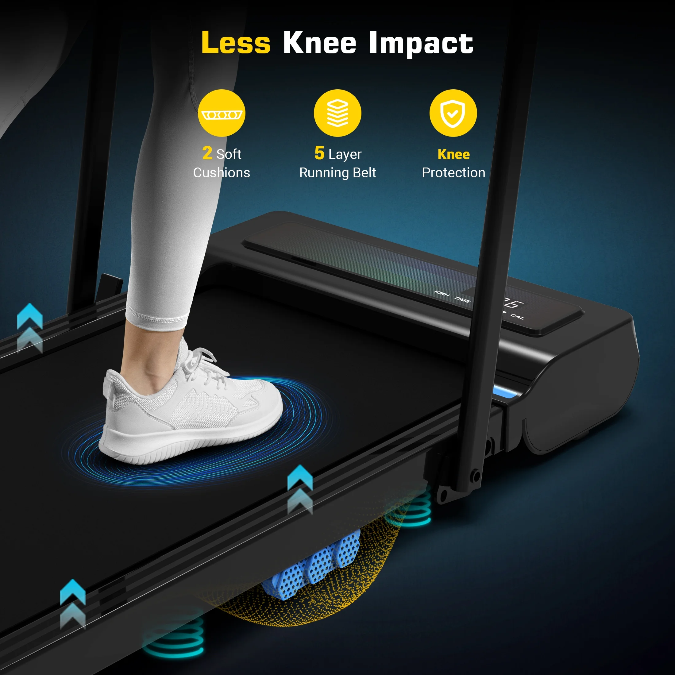 Hapycity 2 in 1 Under Desk Folding Treadmills Walking Running Machine 7.6MPH for Home Office Black - Womvr