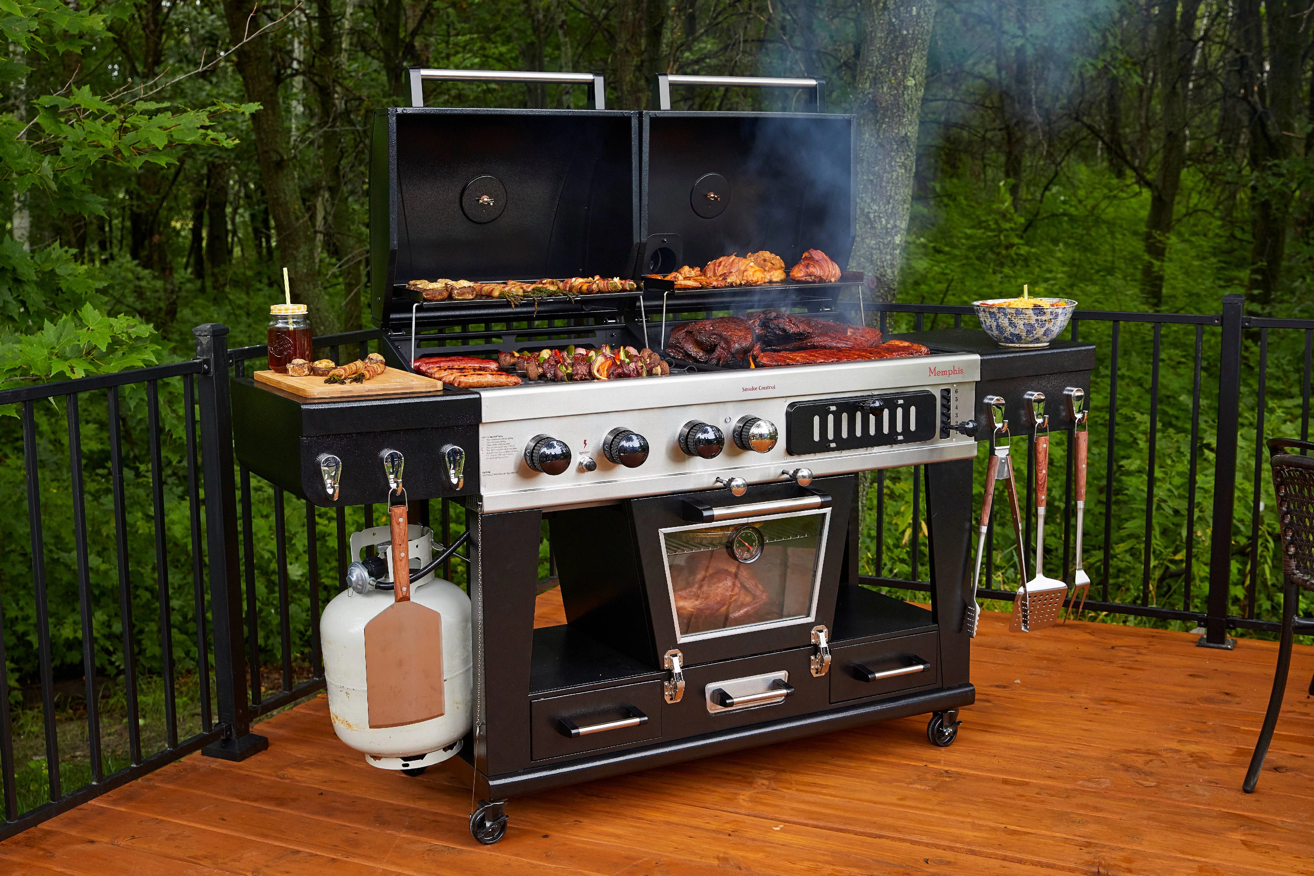 Pit Boss Memphis Ultimate Gas and Charcoal Combo Grill with Electric Smoker - Womvr