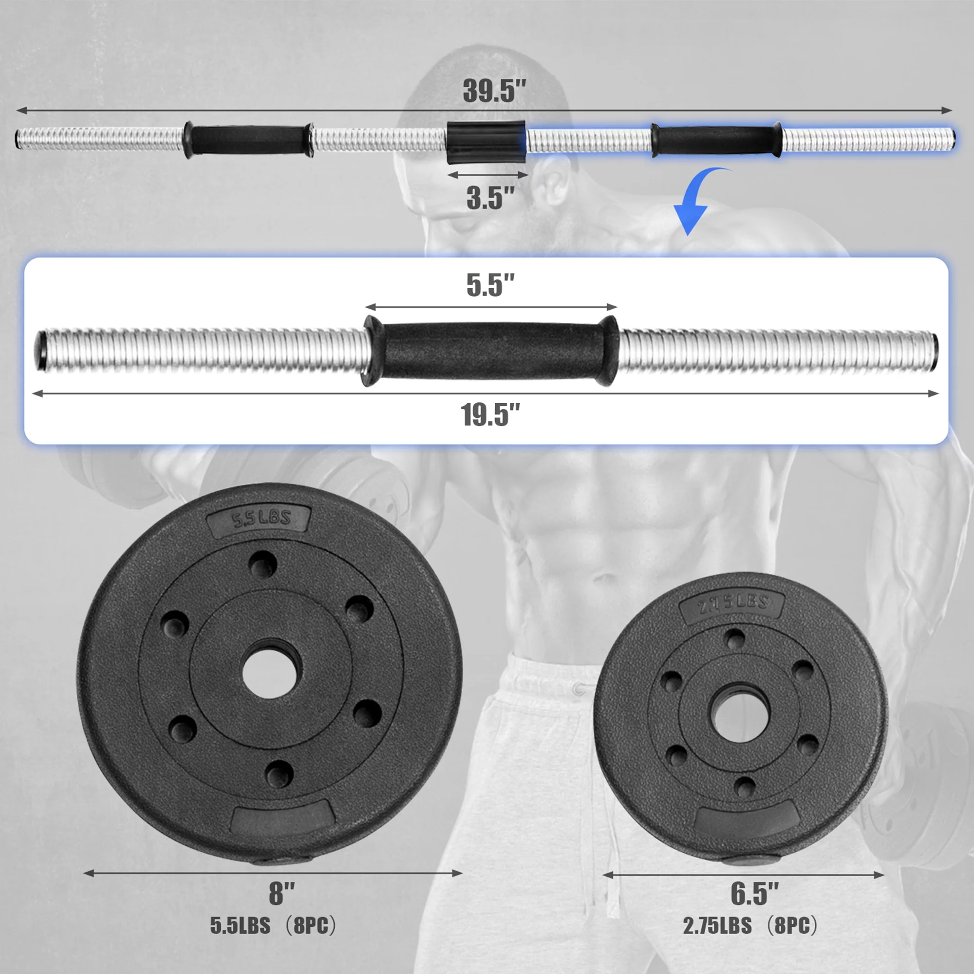 Gymax 66Lbs 2 in 1 Adjustable Dumbbell Set Strength Training Set Home Gym Exercise - Womvr