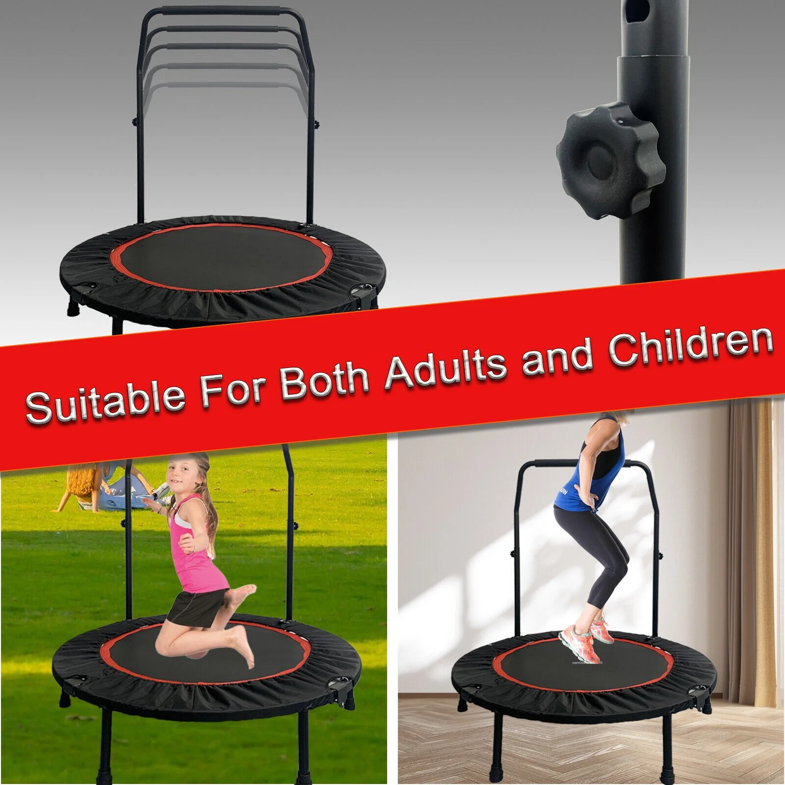 PRIJESSE 660lbs Mini Trampoline for Adults, Indoor Small Rebounder Exercise Trampoline for Workout Fitness for Quiet and Safely Cushioned Bounce, 40 Inch - Womvr