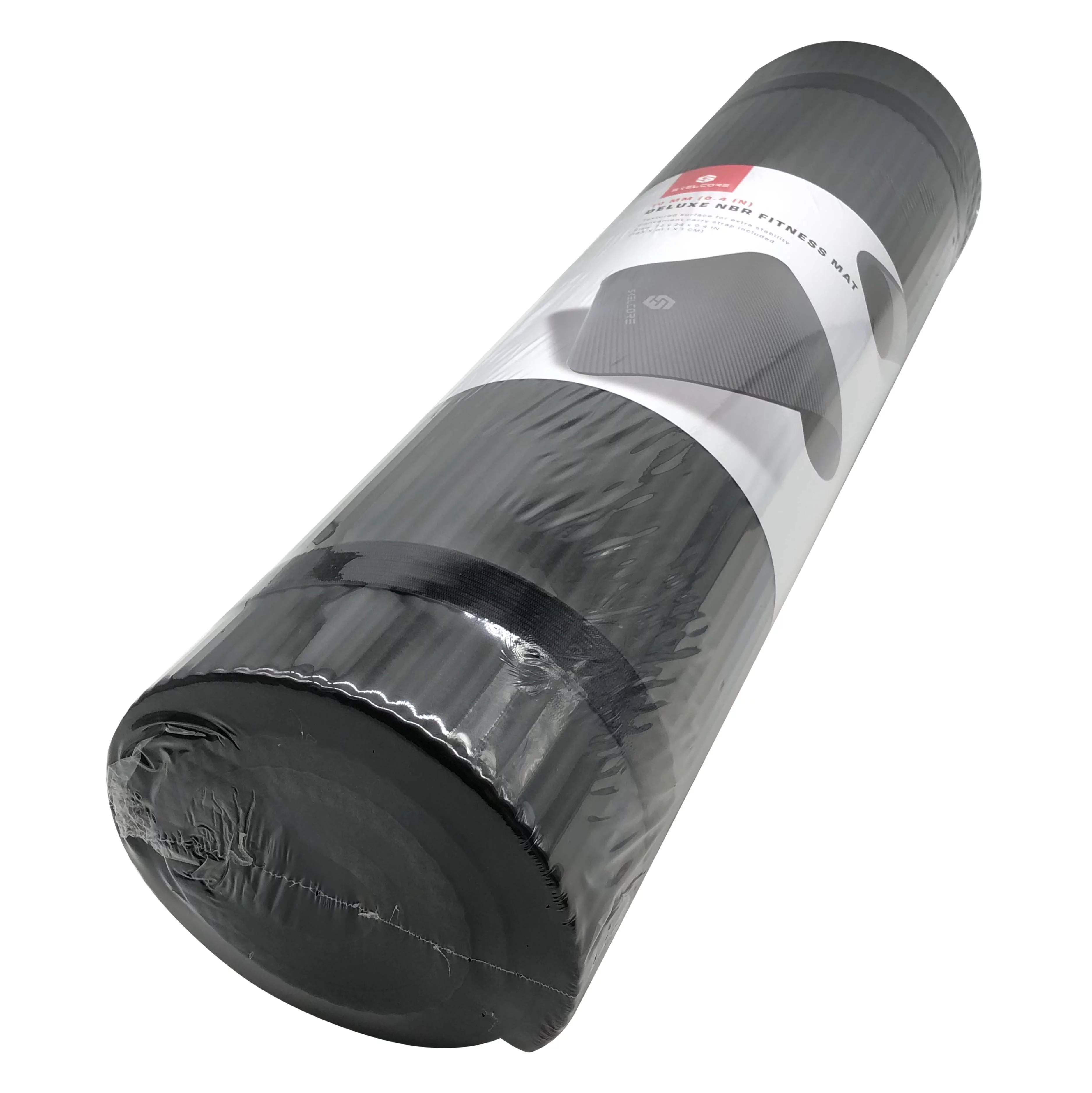 Skelcore 10mm Extra Long, Non Slip Exercise Mat w/ Carrying Strap, Black - Womvr