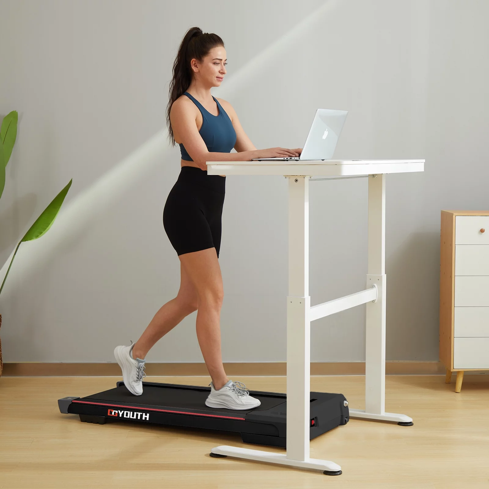 GOYOUTH Under Desk Treadmill with Remote Control, Bluetooth Speaker & LED Display Perfect for Home Gym or Office - Womvr