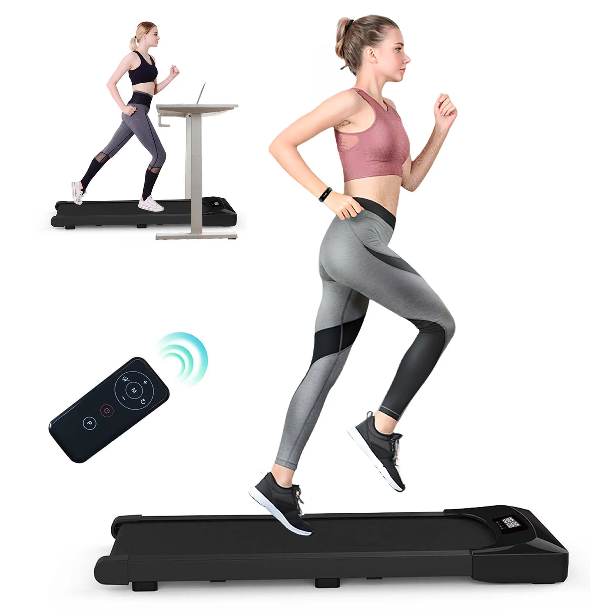 Aukfa Under Desk Treadmill, Slim Walking Pad for Home Office Workout, 245 lb Capacity, 4 mph Speed - Womvr