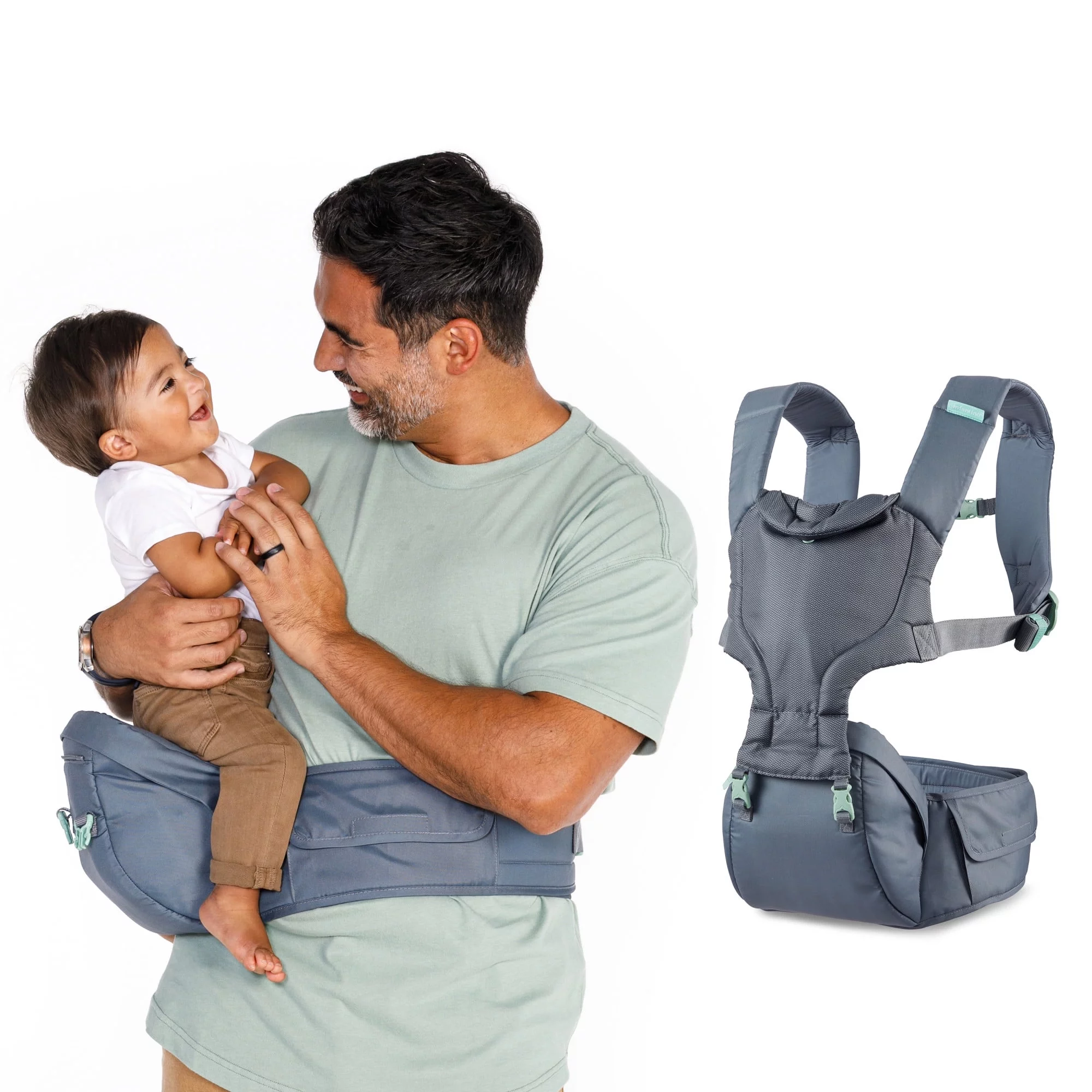 Infantino Hip Rider 5-in-1  Hip Seat Baby Carrier for Infants and Toddlers 12-45 lbs, 5-Position, Gray - Womvr
