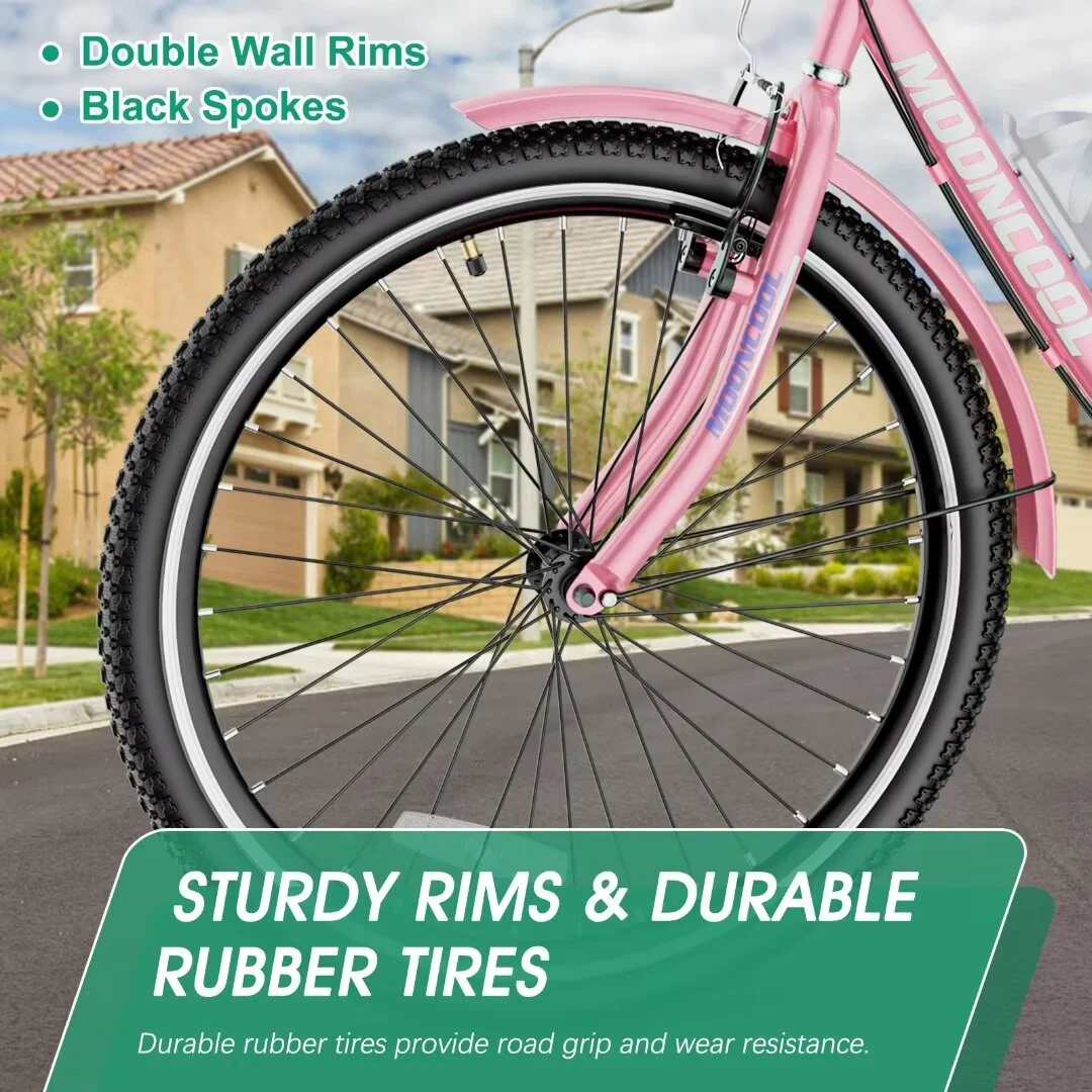 Docred Adult Tricycle 7 Speed 24 Inch Three Wheel Bike Cruiser Trike for Men/Women/Seniors - Womvr