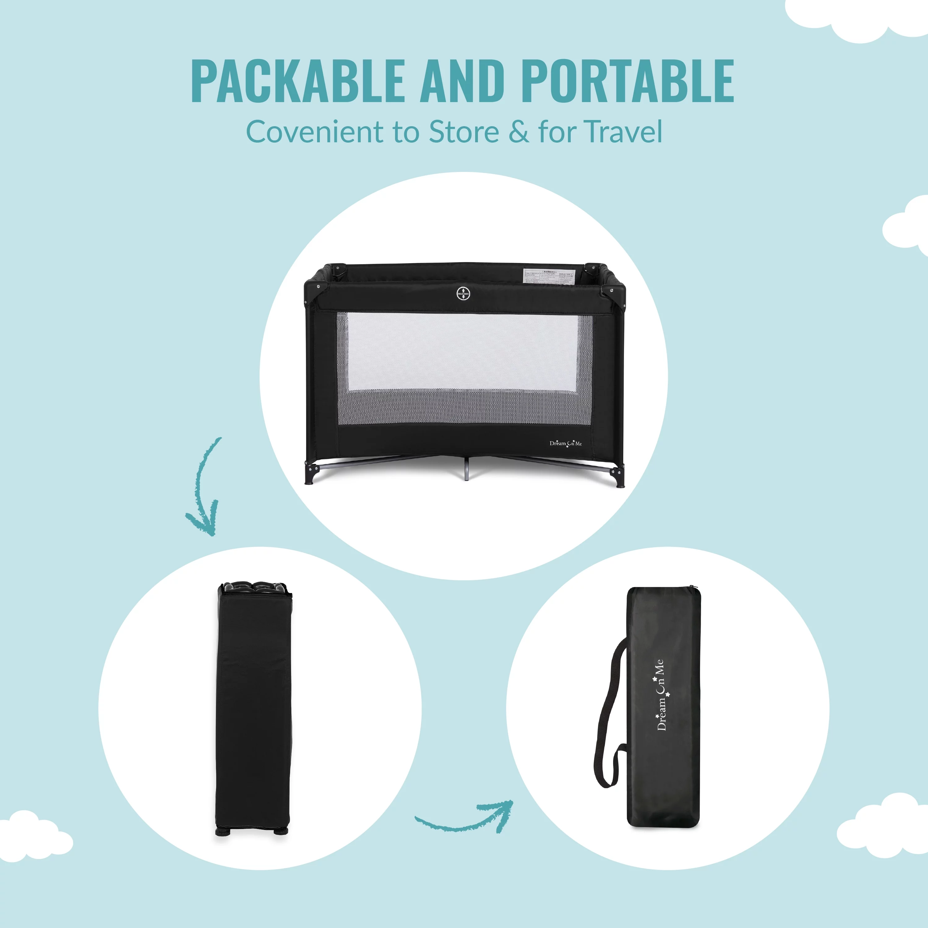 Dream On Me Nest Portable Play Yard with Carry Bag and Shoulder Strap, Pink - Womvr