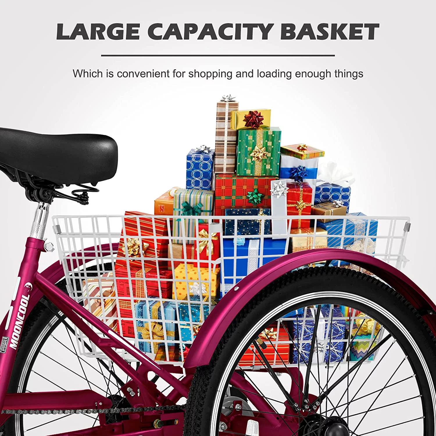 MOONCOOL Adult Tricycles, 3 Wheel 7 Speed Trikes, 20/24/26 inch Adult Trikes 3 Wheeled Bike with Basket for Seniors, Women, Men - Womvr