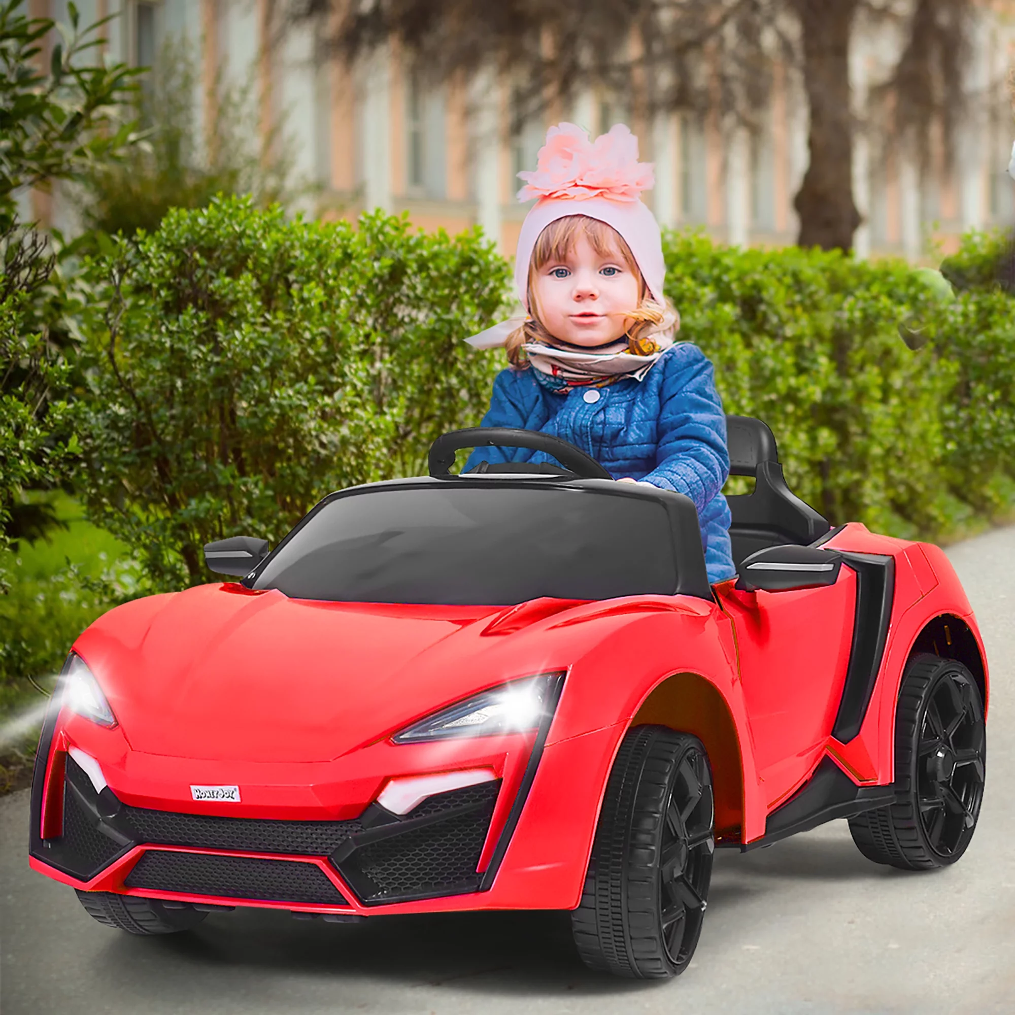 Costway 12V Kids Ride On Car 2.4G RC Electric Vehicle w/ Lights MP3 Openable Doors Pink - Womvr