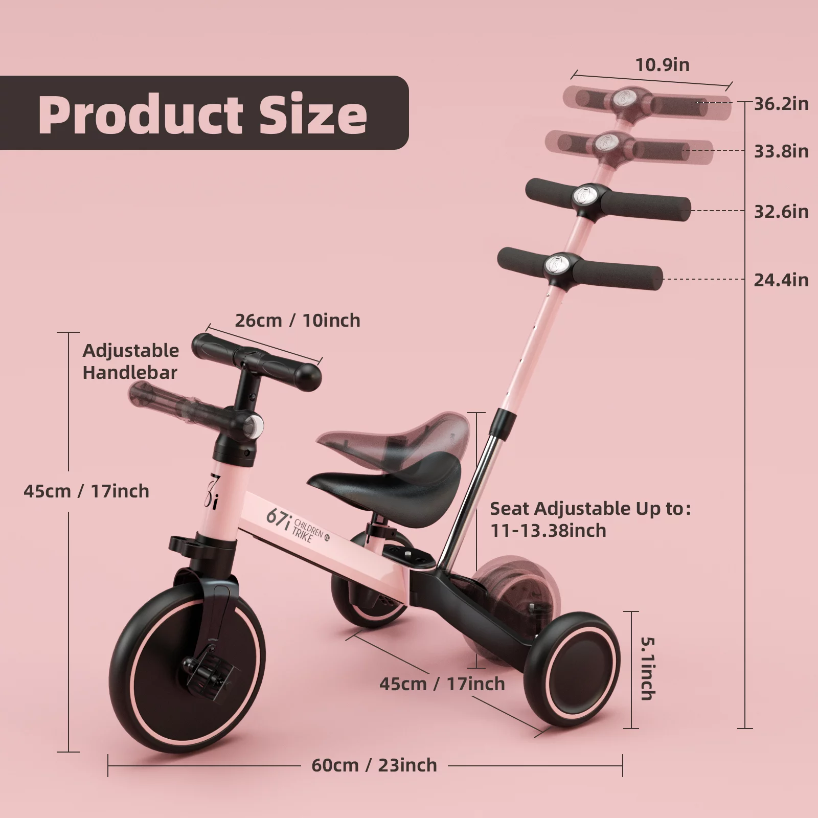KORIMEFA Toddler Bike with Push Handle, Toddler Tricycle for Age 1 to 3 Years Old Boy Girl, Baby Bike Balance Bike - Womvr