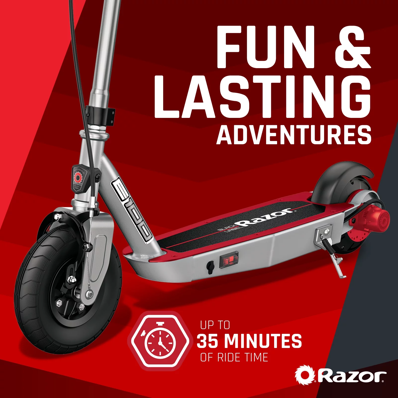 Razor Black Label E100 Electric Scooter – Blue, up to 10 mph, 8