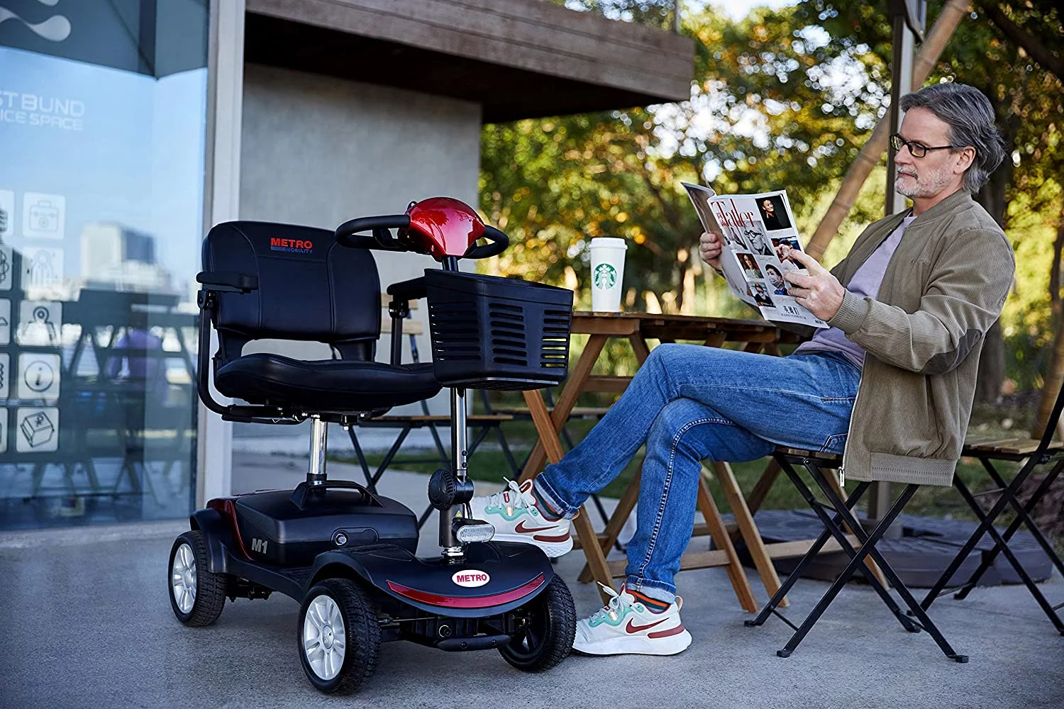 Metro Mobility Elderly Scooter Folding Scooter 4 Wheel Scooter Red - Womvr