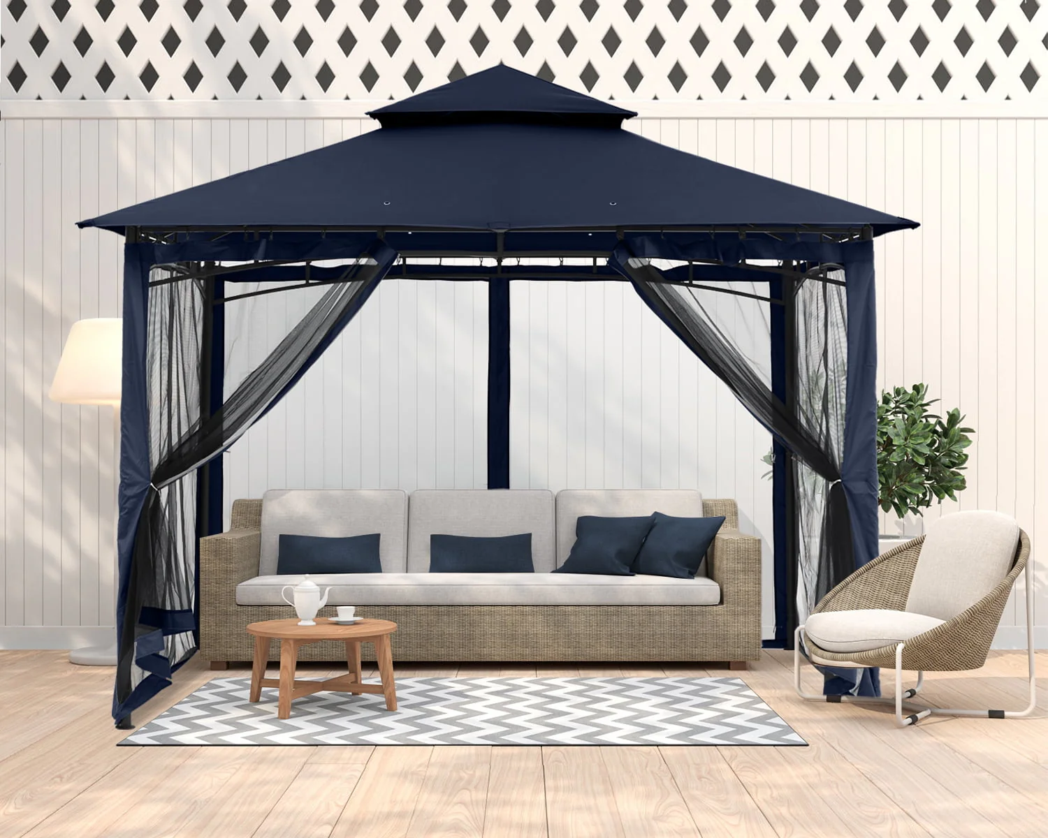 ABCCANOPY 9'x9' Patio Gazebo With Mosquito Netting and Double Soft Roof Canopies for Shade and Rain,Rust Red - Womvr