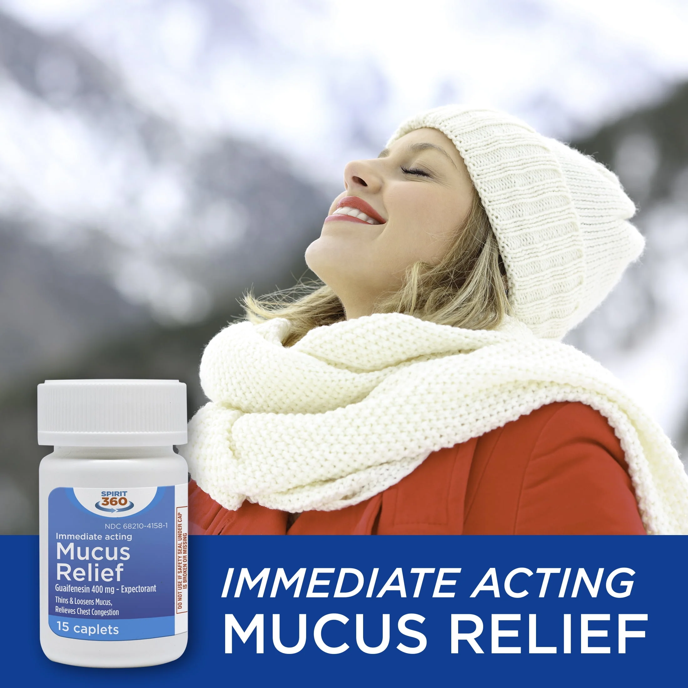 Spirit 360 Fast Acting Mucus and Phlegm Relief Caplets, 15 Caplets - Womvr