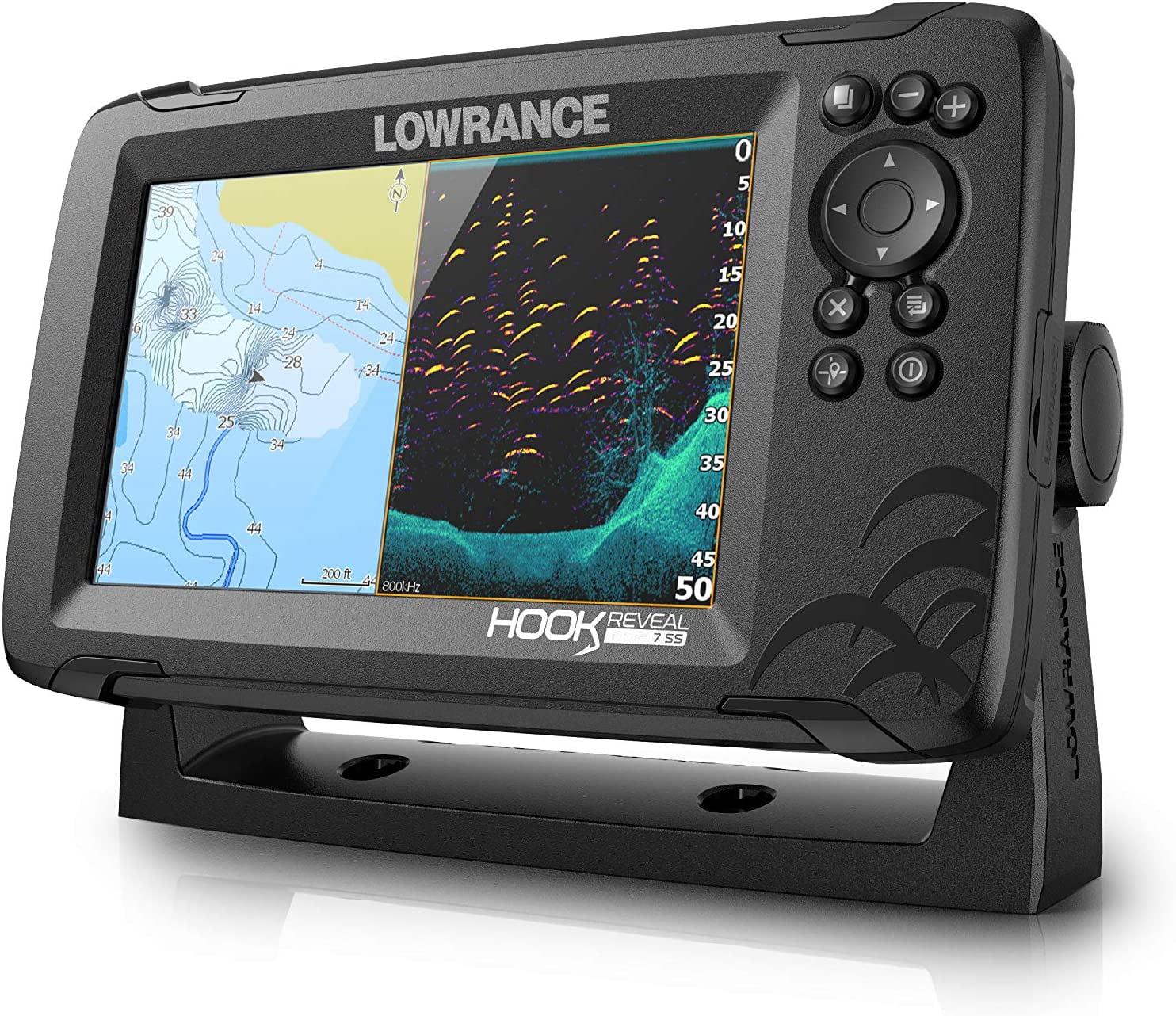 Lowrance 00015854001 Hook Reveal 5 In. Fishfinder Splits hot with Down scan Imaging, C-MAP Contour and Mapping - Womvr