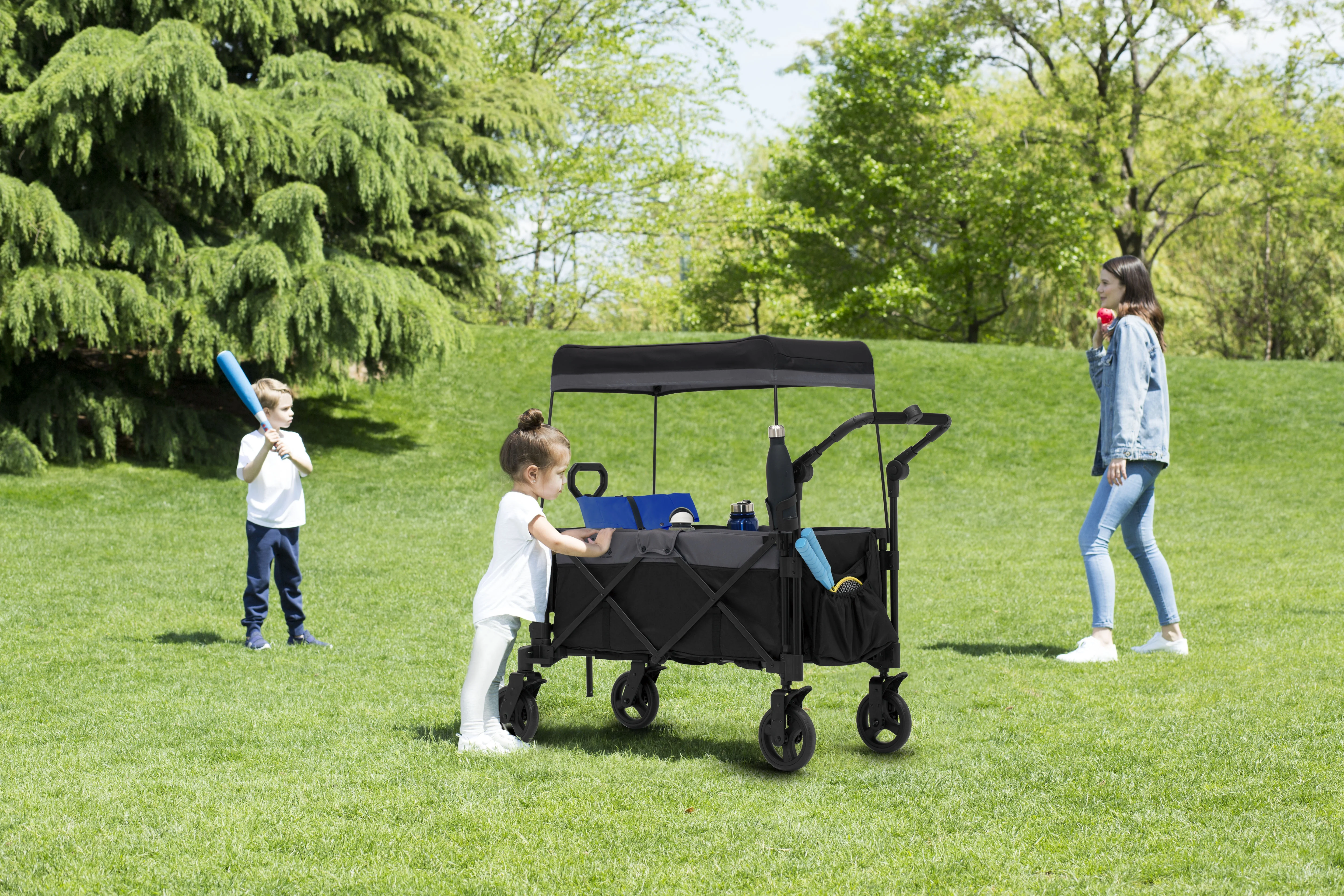 Little Folks by Delta Children City Wagon Cruiser Stroller, Black - Womvr